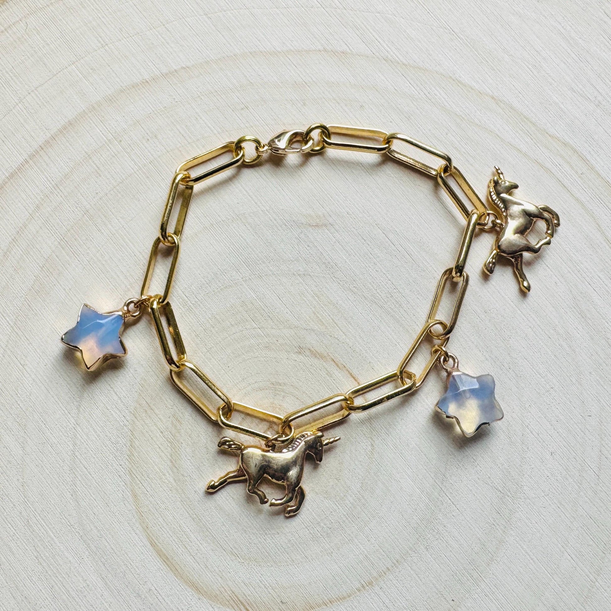 Chain Bracelet, Unicorn Bracelet, Star Bracelet, Chunky Gold Bracelet, Charm Bracelet, Trendy Jewelry, Friend Gifts For Birthday, Boho Chic