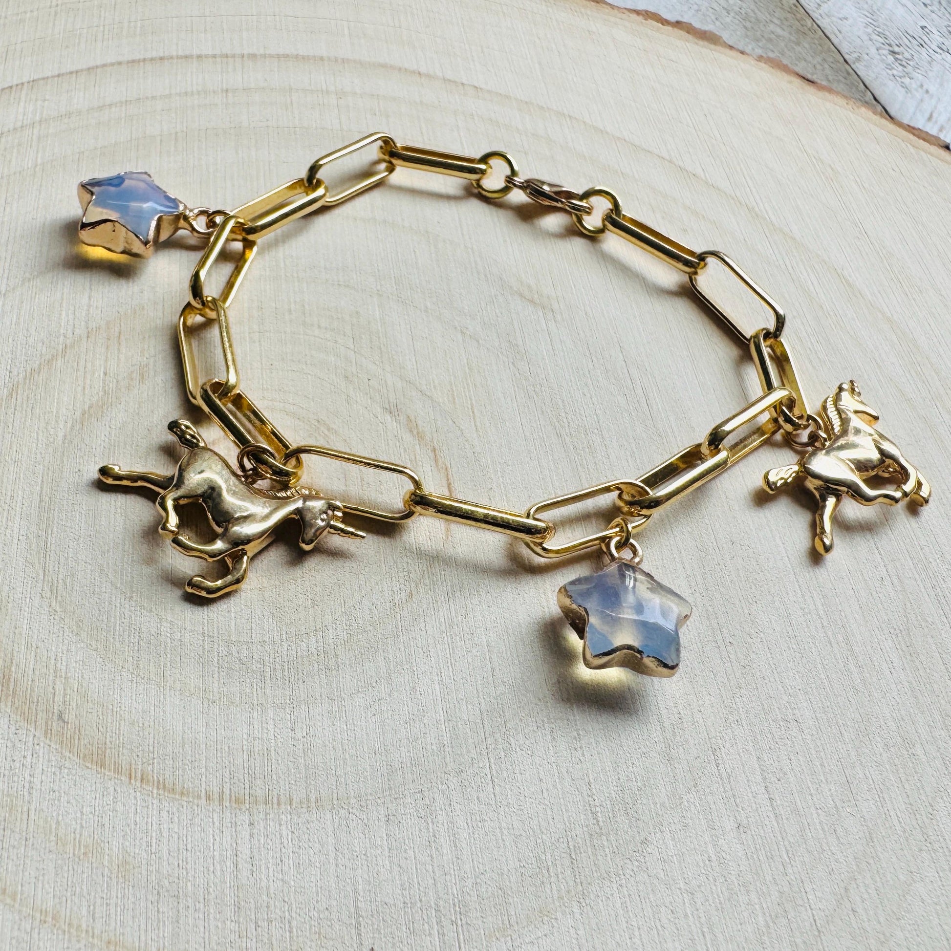 Chain Bracelet, Unicorn Bracelet, Star Bracelet, Chunky Gold Bracelet, Charm Bracelet, Trendy Jewelry, Friend Gifts For Birthday, Boho Chic