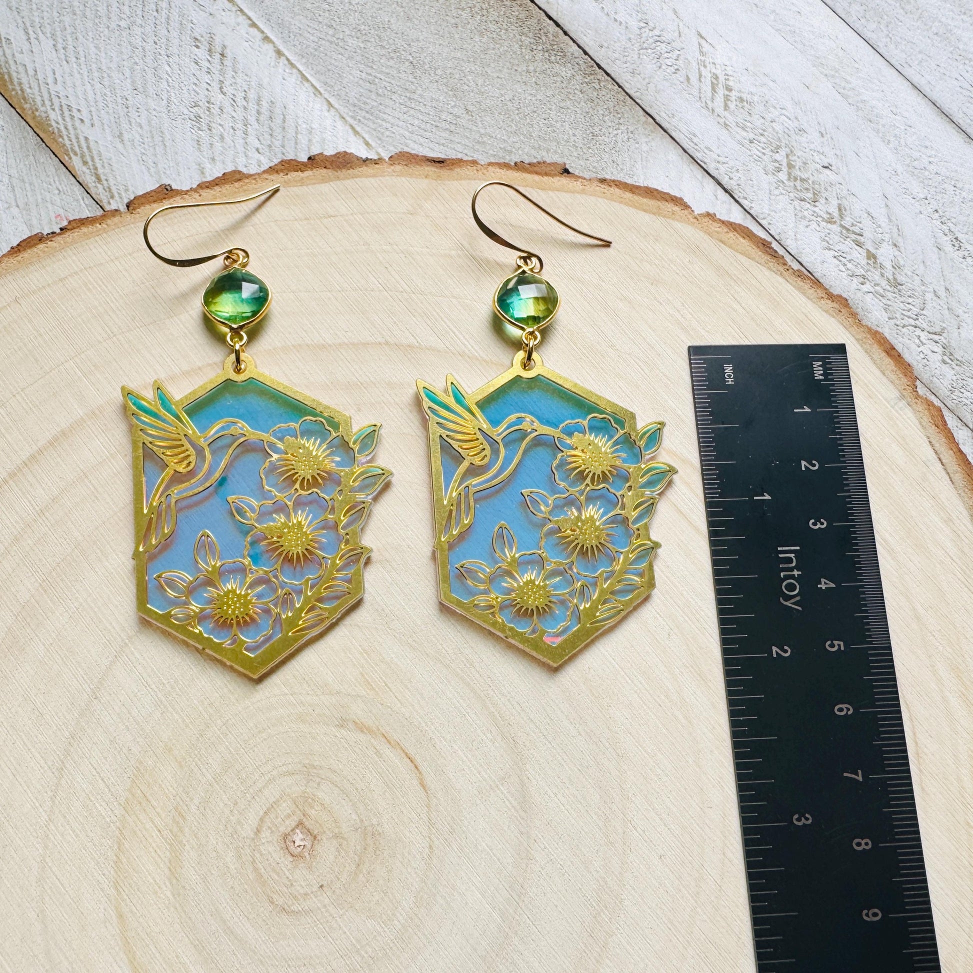 Hummingbird Earrings, Bird Earrings, Fairycore Jewelry Gold, Modern Chic Jewelry, Science Teacher Gift, Bridal Jewelry, Boho Chic Earrings