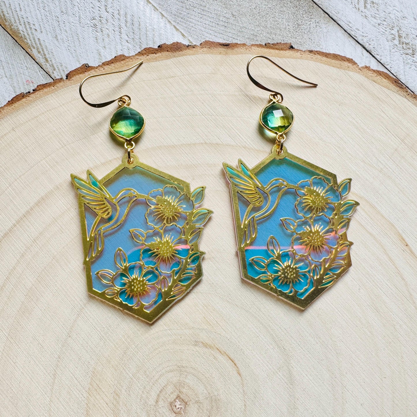 Hummingbird Earrings, Bird Earrings, Fairycore Jewelry Gold, Modern Chic Jewelry, Science Teacher Gift, Bridal Jewelry, Boho Chic Earrings