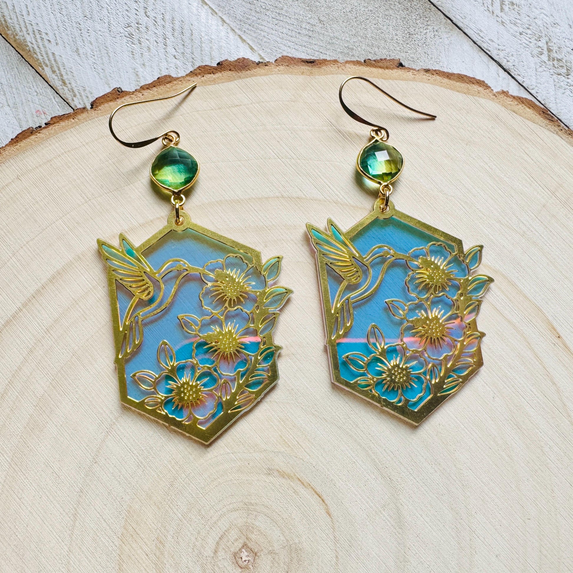 Hummingbird Earrings, Bird Earrings, Fairycore Jewelry Gold, Modern Chic Jewelry, Science Teacher Gift, Bridal Jewelry, Boho Chic Earrings