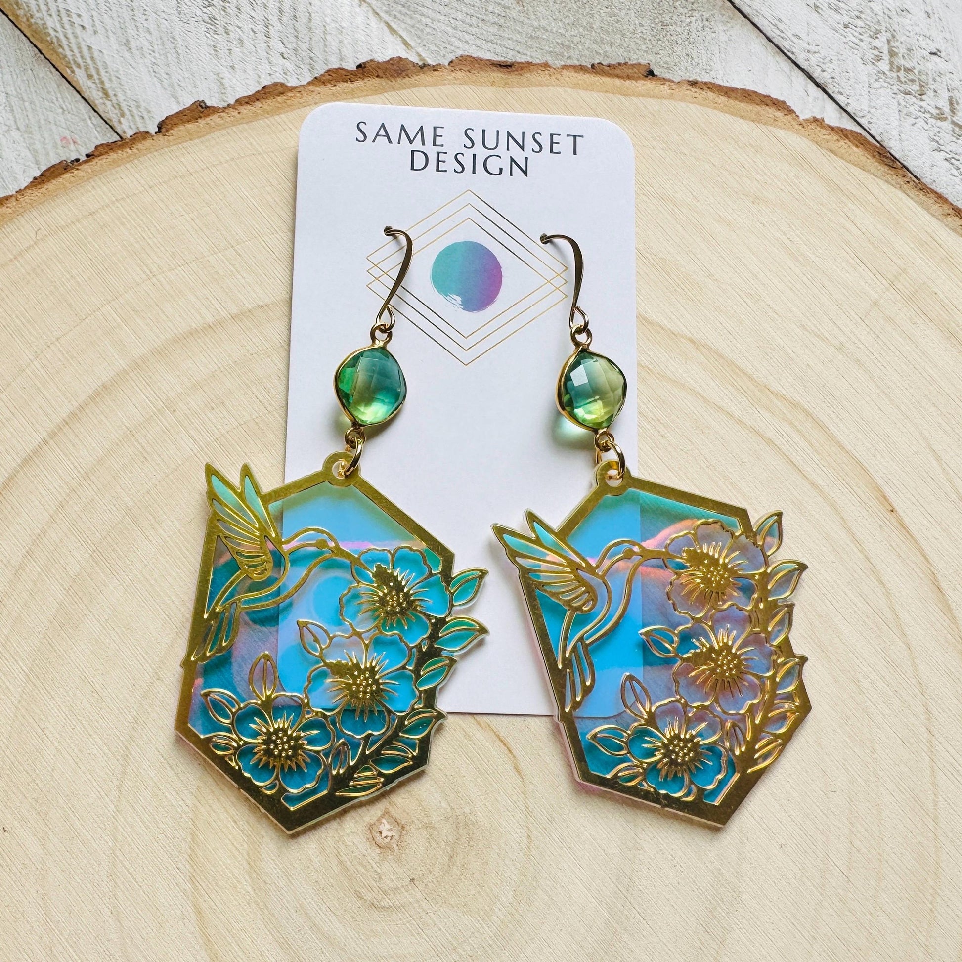 Hummingbird Earrings, Bird Earrings, Fairycore Jewelry Gold, Modern Chic Jewelry, Science Teacher Gift, Bridal Jewelry, Boho Chic Earrings