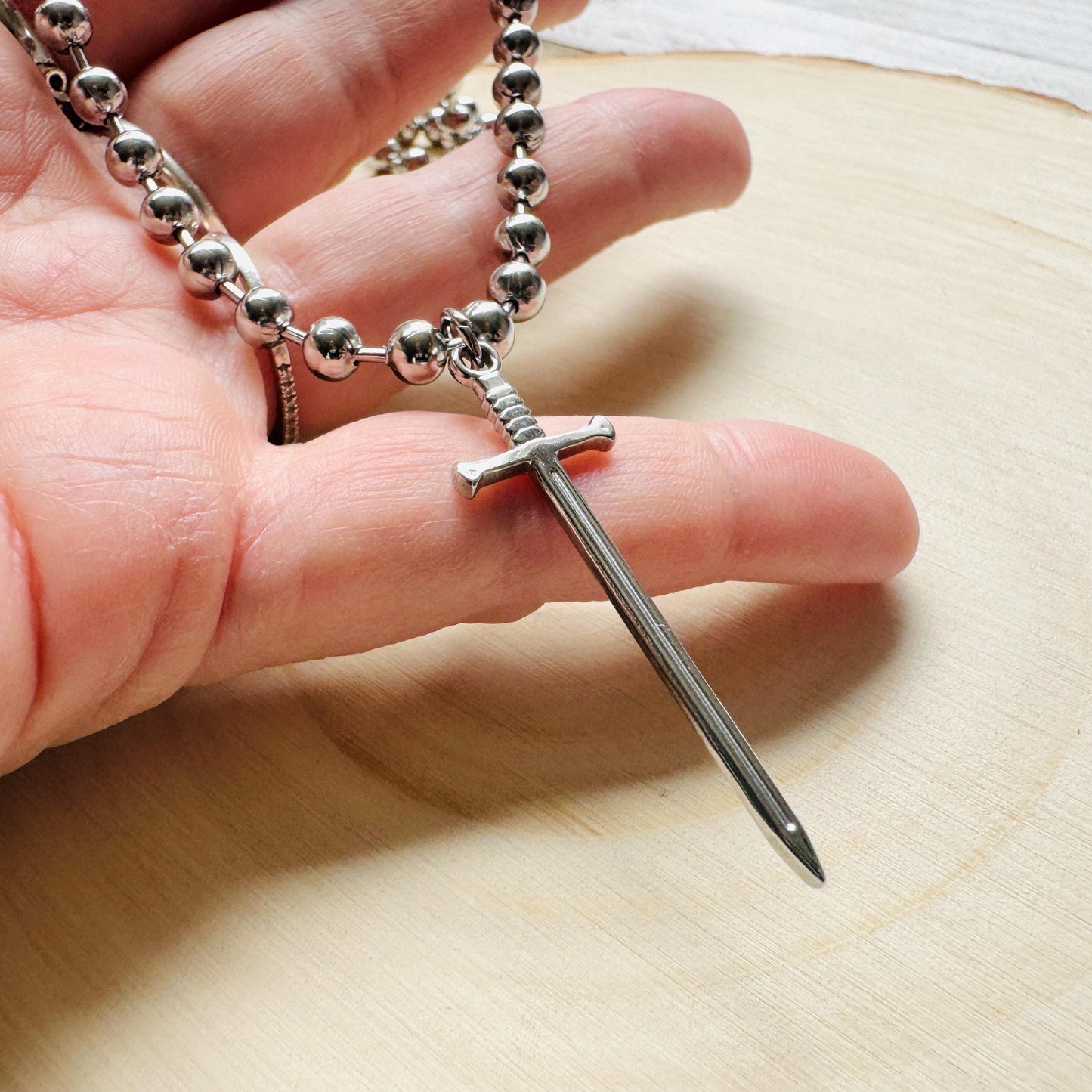 Sword Necklace, Ball Chain Necklace, Goth Necklace, Punk Necklace, Trendy Jewelry, Festival Jewelry, Friend Gifts for Daughter, Stainless