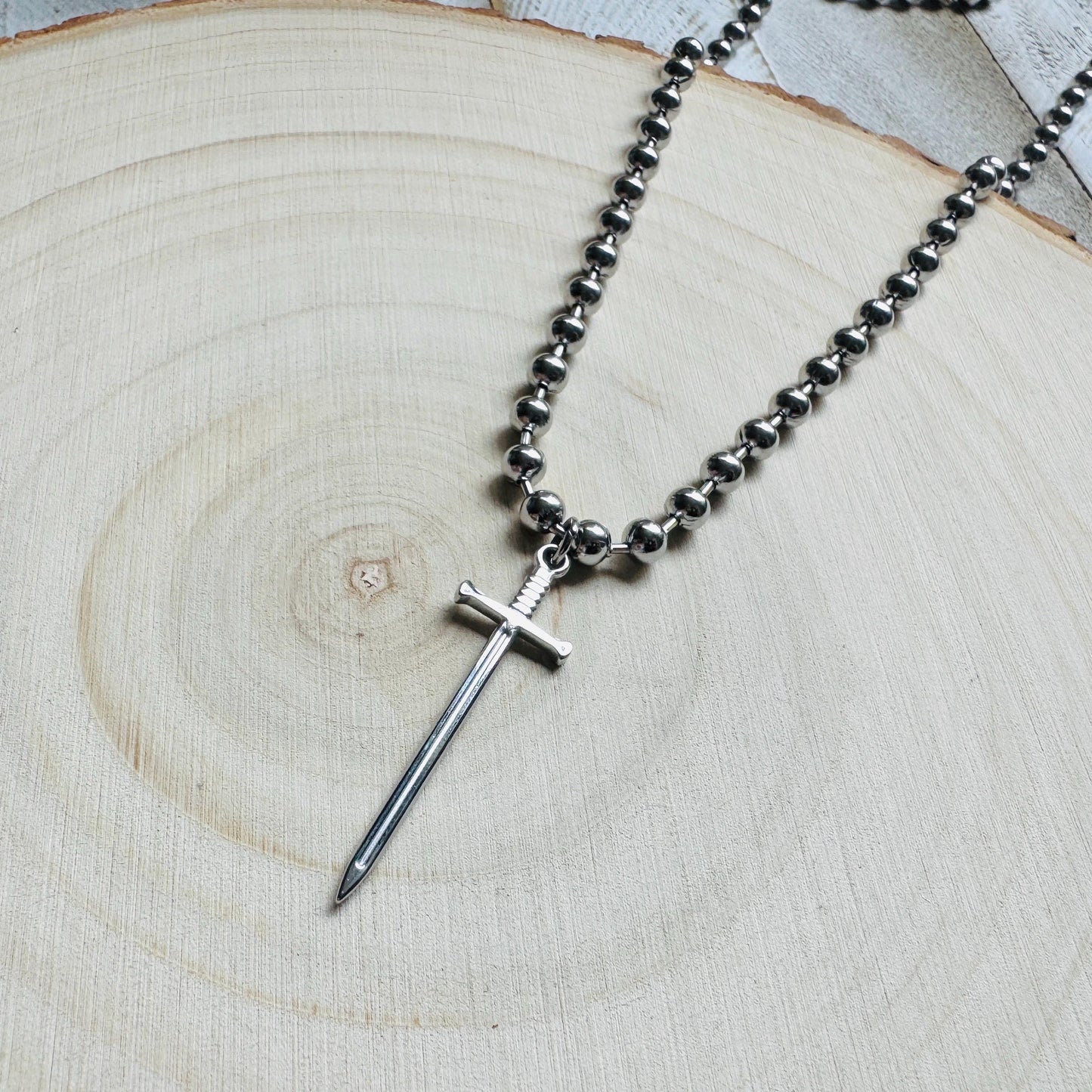 Sword Necklace, Ball Chain Necklace, Goth Necklace, Punk Necklace, Trendy Jewelry, Festival Jewelry, Friend Gifts for Daughter, Stainless
