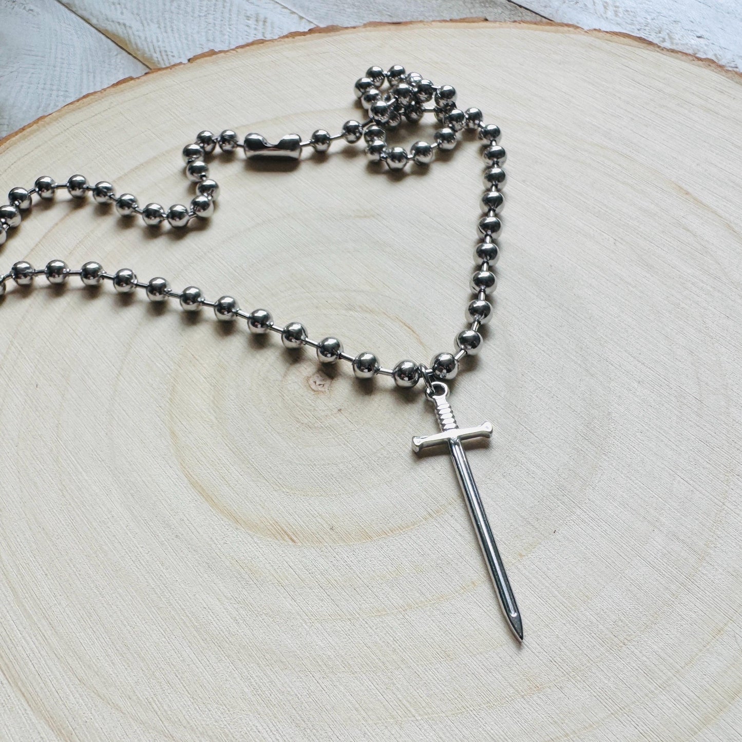 Sword Necklace, Ball Chain Necklace, Goth Necklace, Punk Necklace, Trendy Jewelry, Festival Jewelry, Friend Gifts for Daughter, Stainless