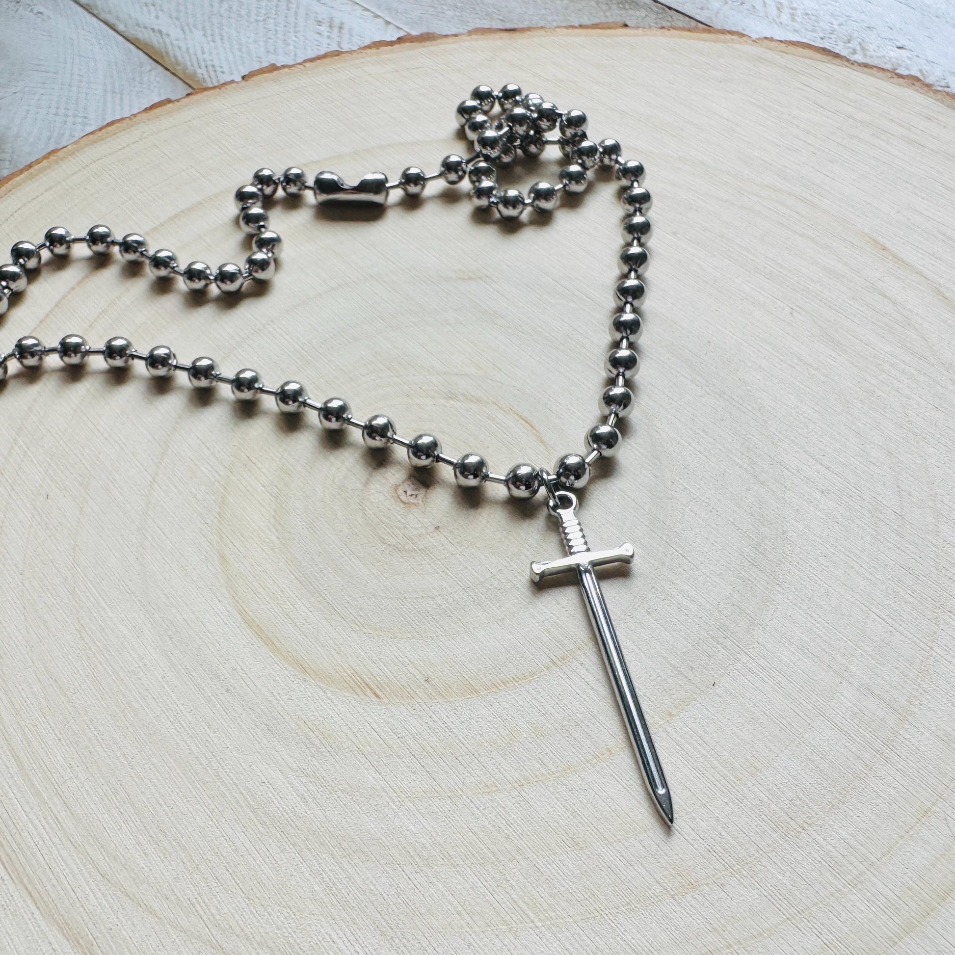 Sword Necklace, Ball Chain Necklace, Goth Necklace, Punk Necklace, Trendy Jewelry, Festival Jewelry, Friend Gifts for Daughter, Stainless