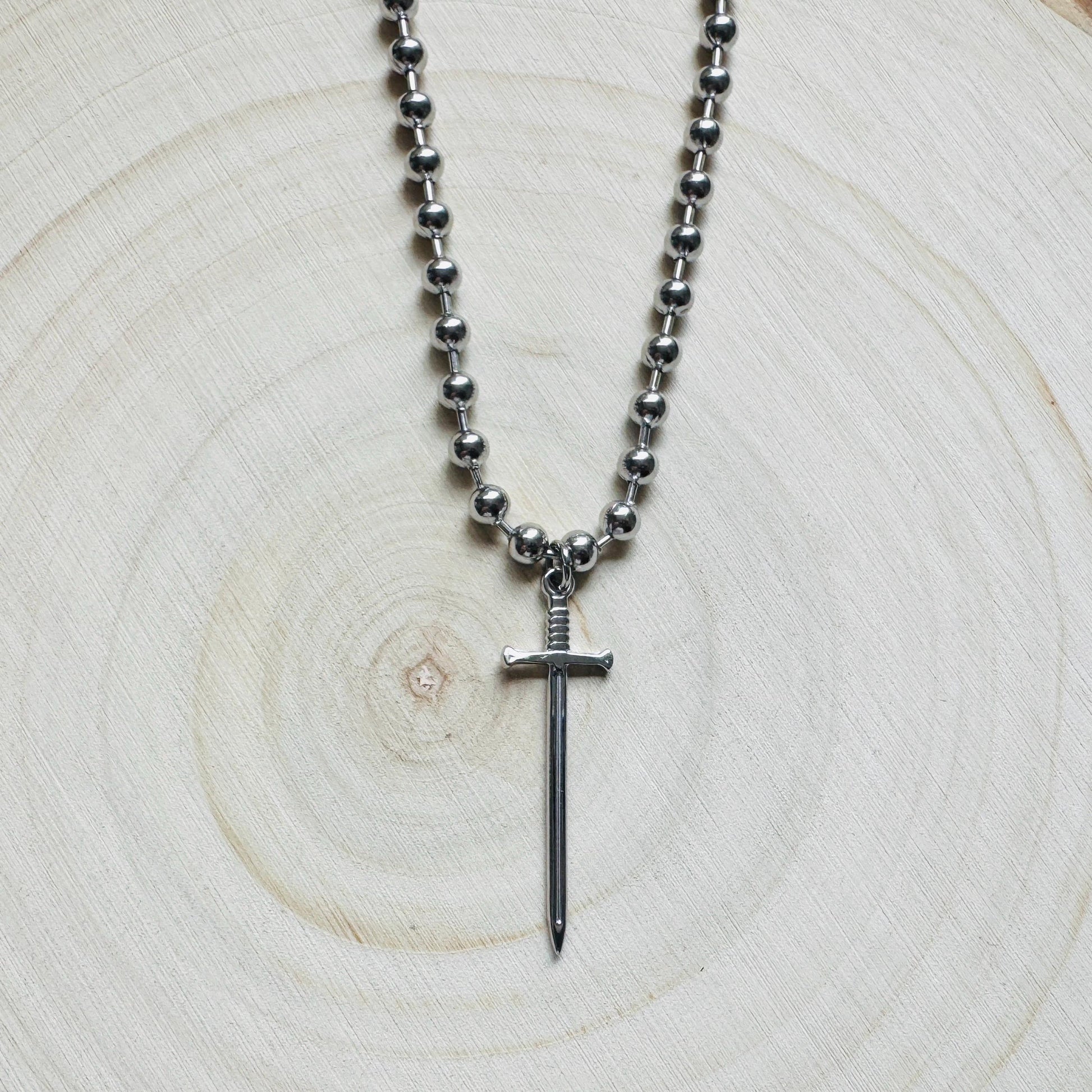 Sword Necklace, Ball Chain Necklace, Goth Necklace, Punk Necklace, Trendy Jewelry, Festival Jewelry, Friend Gifts for Daughter, Stainless