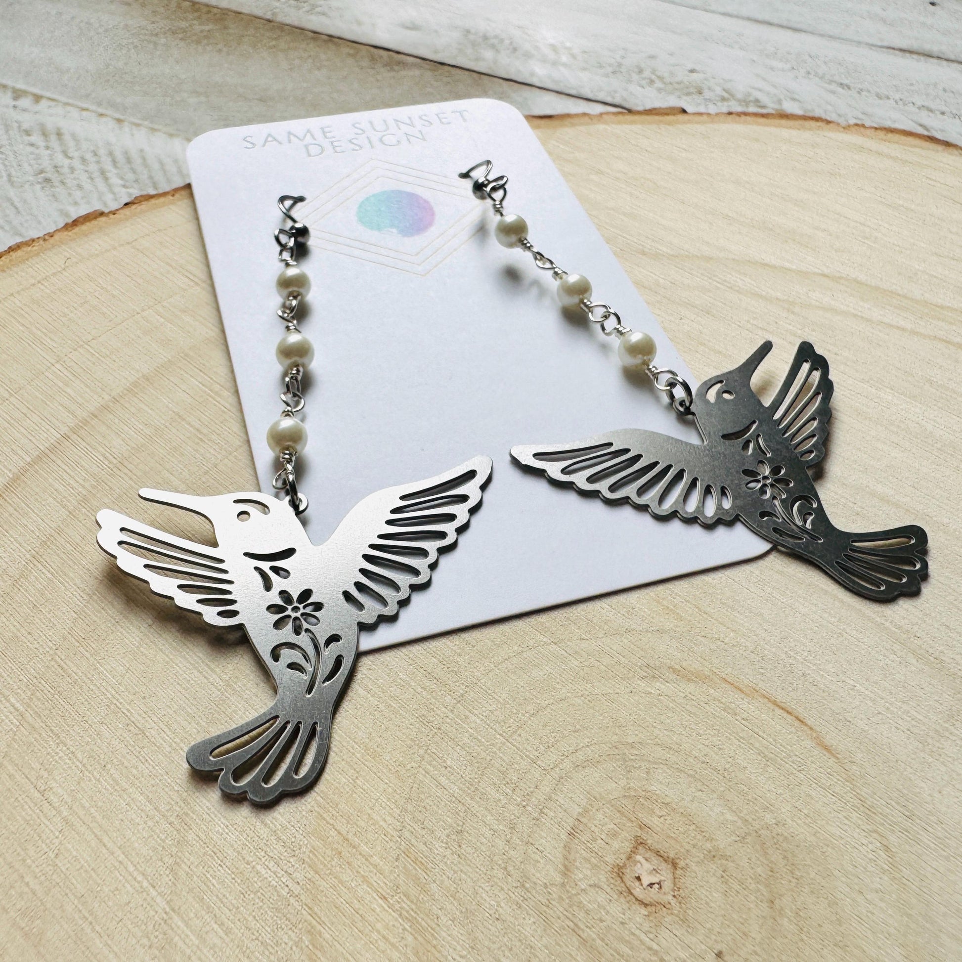 Hummingbird Earrings, Bird Earrings, Modern Chic Jewelry, Science Teacher Gift, Bridal Jewelry, Boho Chic Earrings, Friend Gifts for Women