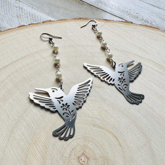 Hummingbird Earrings, Bird Earrings, Modern Chic Jewelry, Science Teacher Gift, Bridal Jewelry, Boho Chic Earrings, Friend Gifts for Women