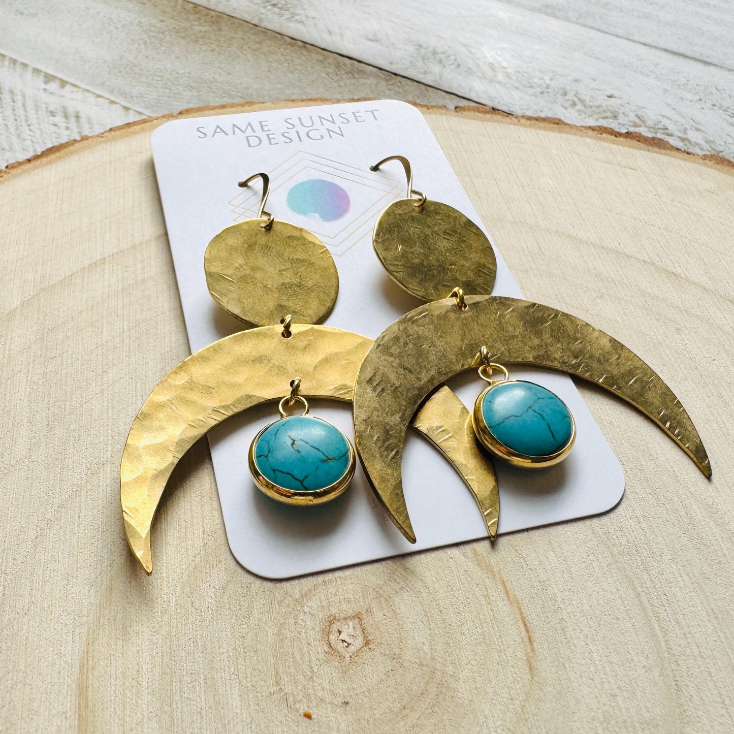 Turquoise Earrings, Western Earrings, Boho Earrings, Blue Earrings, Moon Earrings Dangle, Birthday Present For Her, Friend Gifts for Women