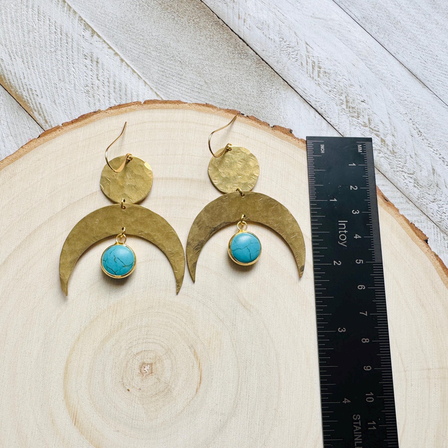 Turquoise Earrings, Western Earrings, Boho Earrings, Blue Earrings, Moon Earrings Dangle, Birthday Present For Her, Friend Gifts for Women