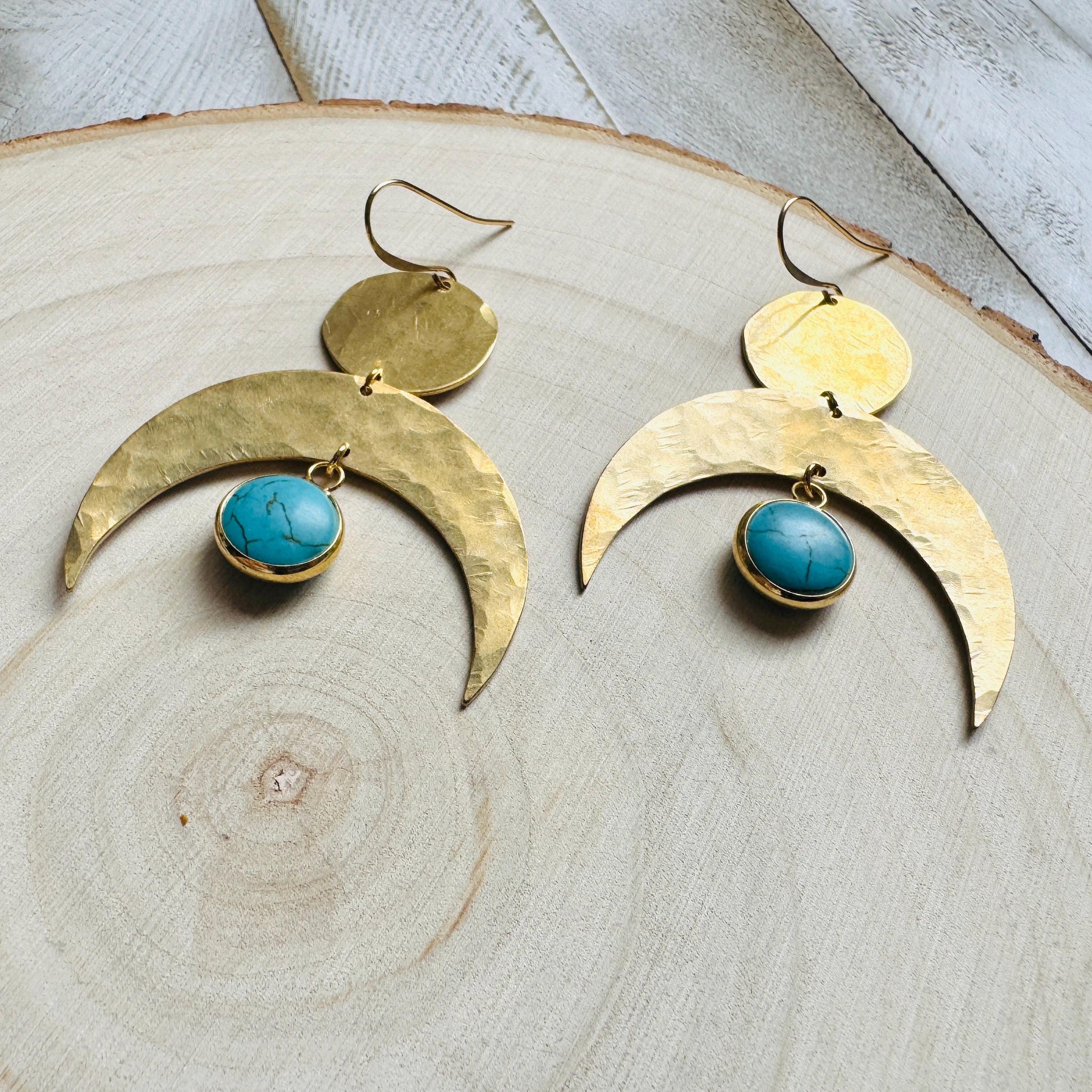 Turquoise Earrings, Western Earrings, Boho Earrings, Blue Earrings, Moon Earrings Dangle, Birthday Present For Her, Friend Gifts for Women