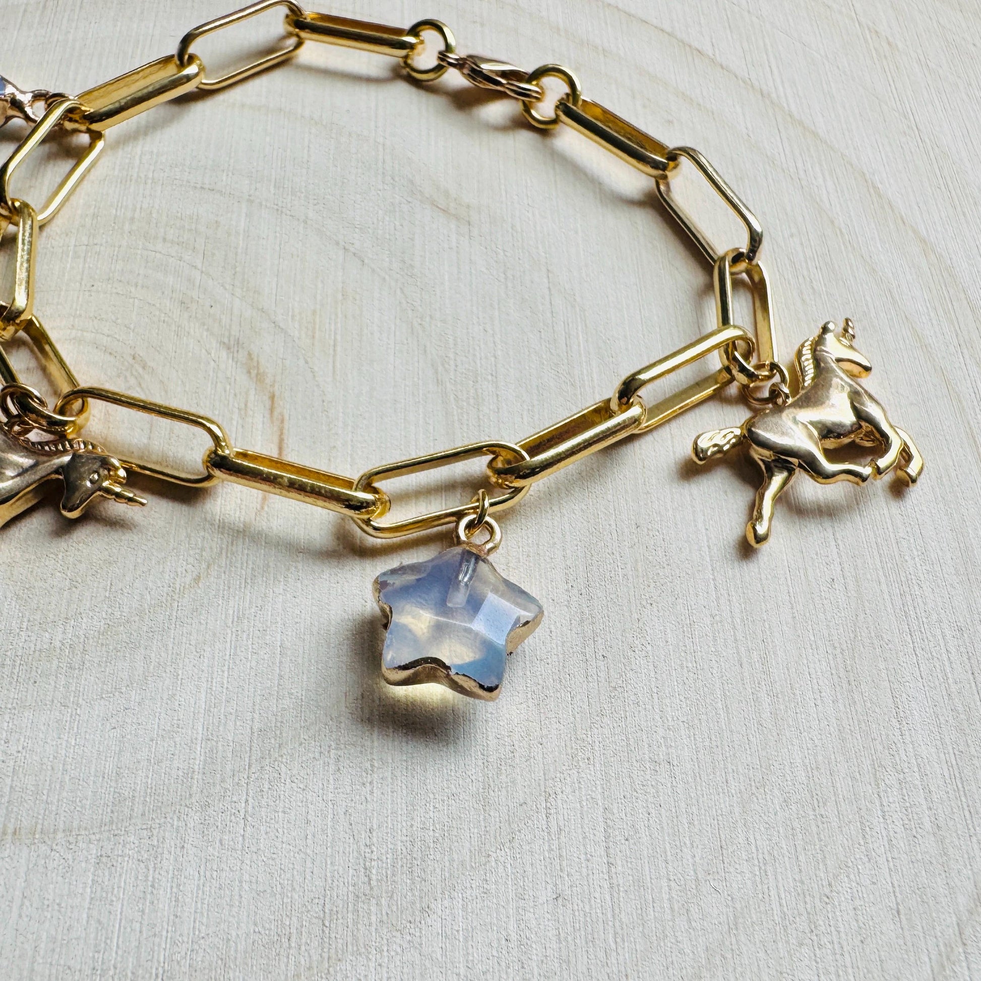 Chain Bracelet, Unicorn Bracelet, Star Bracelet, Chunky Gold Bracelet, Charm Bracelet, Trendy Jewelry, Friend Gifts For Birthday, Boho Chic