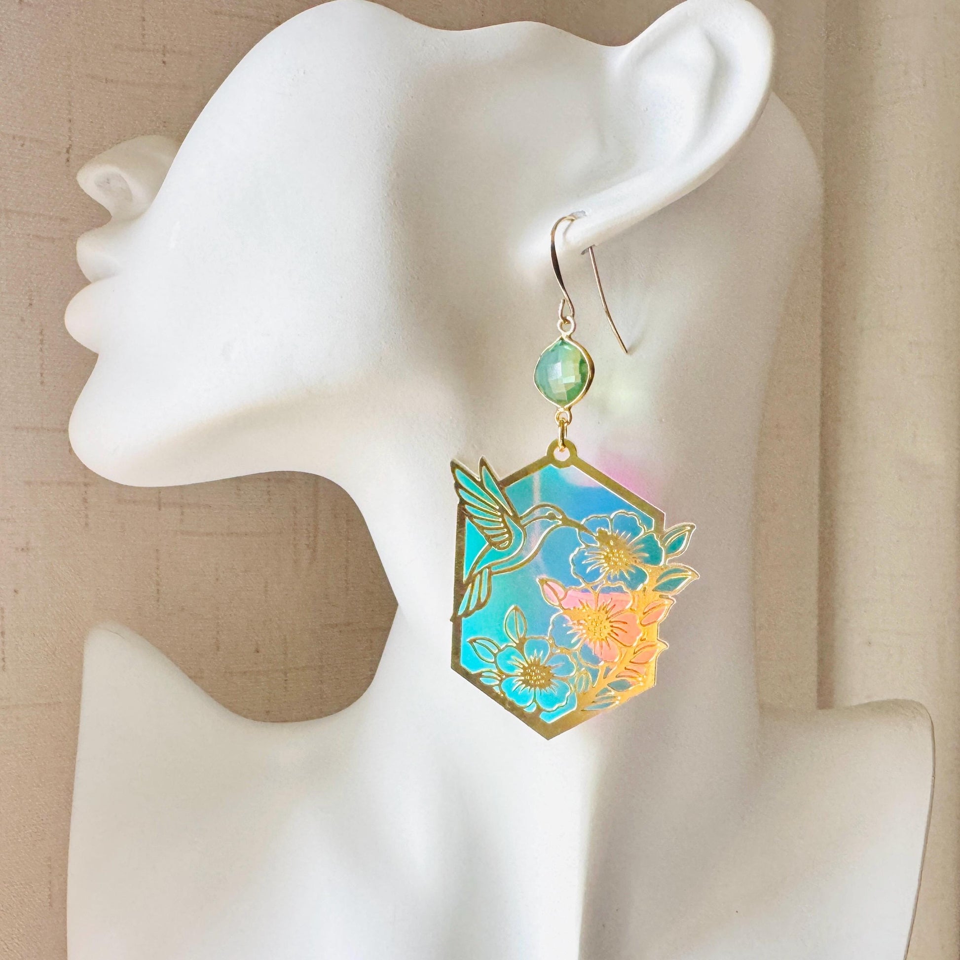 Hummingbird Earrings, Bird Earrings, Fairycore Jewelry Gold, Modern Chic Jewelry, Science Teacher Gift, Bridal Jewelry, Boho Chic Earrings