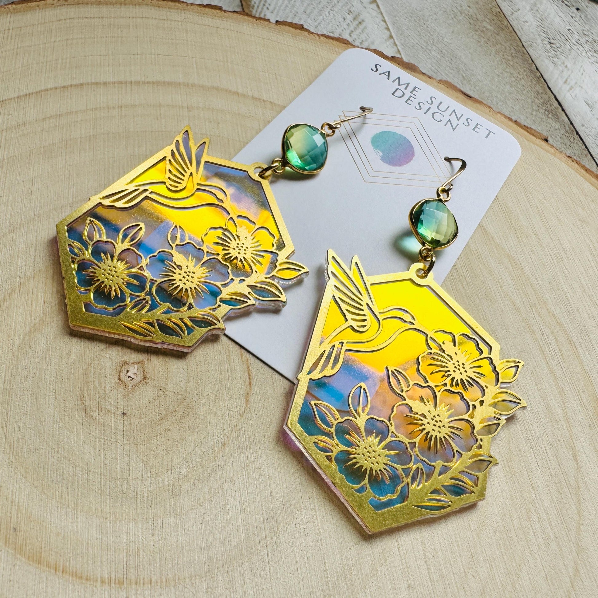 Hummingbird Earrings, Bird Earrings, Fairycore Jewelry Gold, Modern Chic Jewelry, Science Teacher Gift, Bridal Jewelry, Boho Chic Earrings