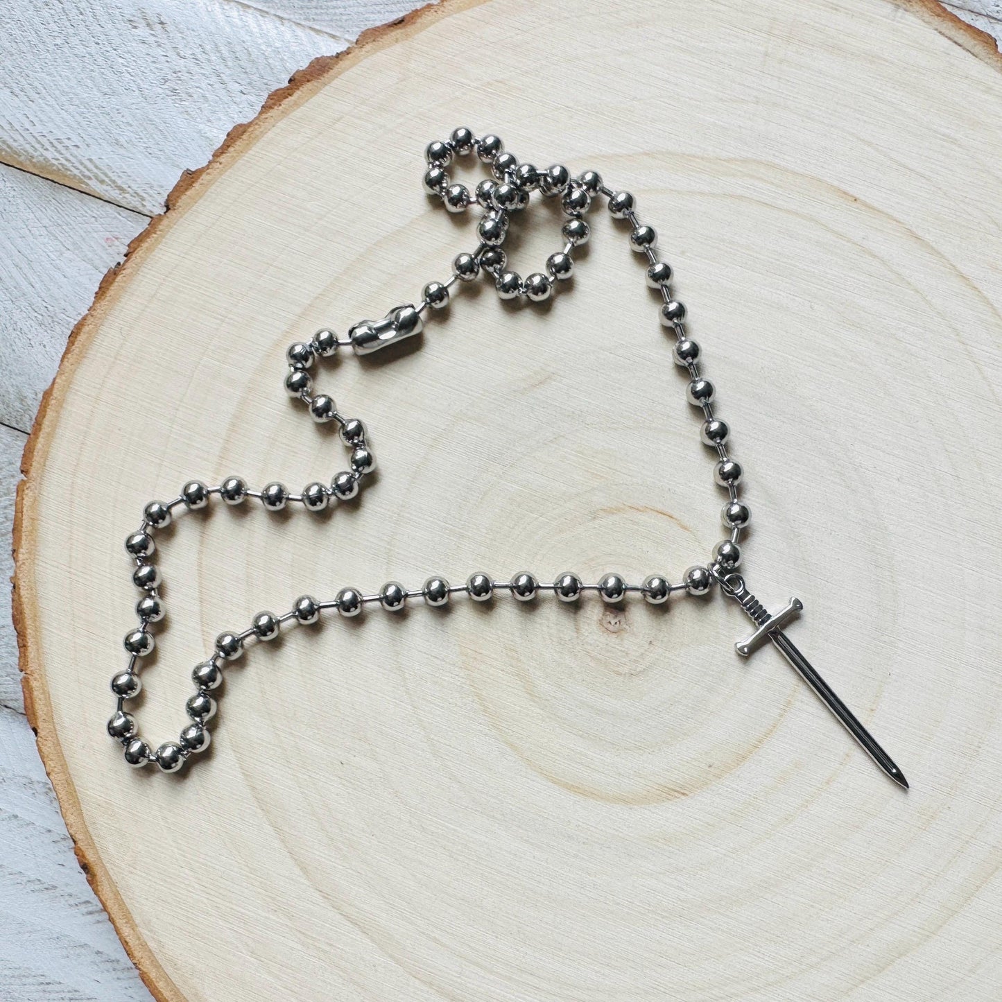 Sword Necklace, Ball Chain Necklace, Goth Necklace, Punk Necklace, Trendy Jewelry, Festival Jewelry, Friend Gifts for Daughter, Stainless