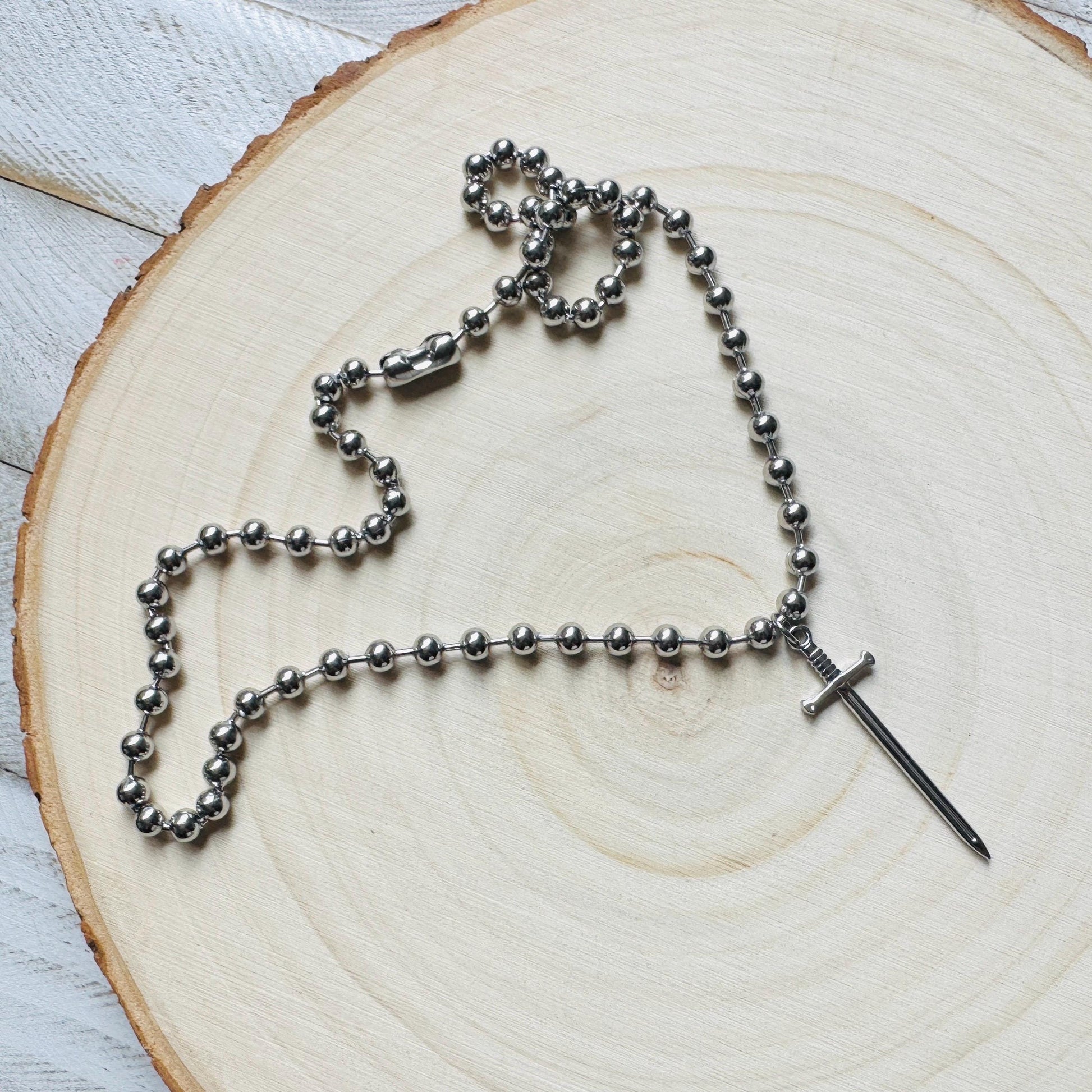 Sword Necklace, Ball Chain Necklace, Goth Necklace, Punk Necklace, Trendy Jewelry, Festival Jewelry, Friend Gifts for Daughter, Stainless