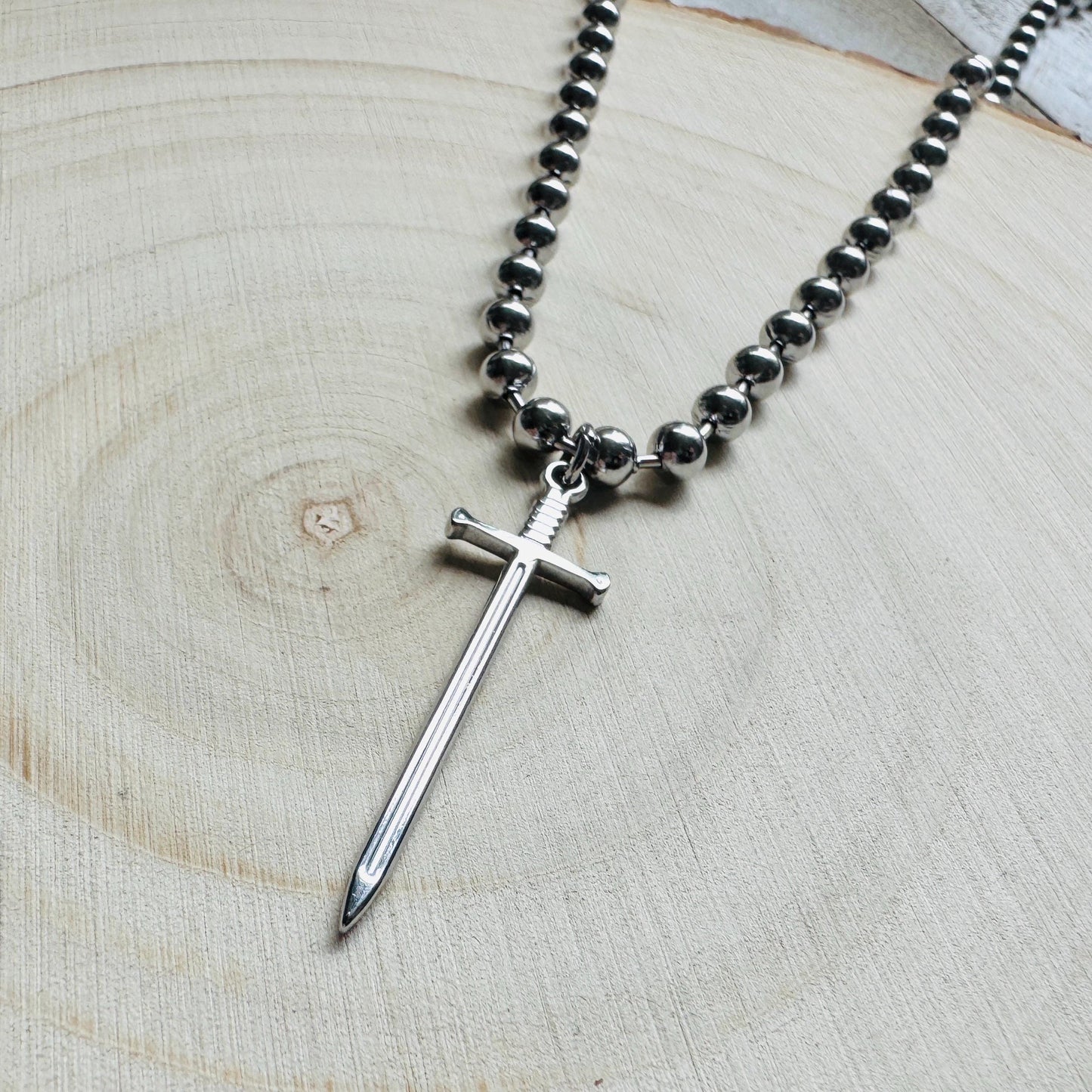 Sword Necklace, Ball Chain Necklace, Goth Necklace, Punk Necklace, Trendy Jewelry, Festival Jewelry, Friend Gifts for Daughter, Stainless