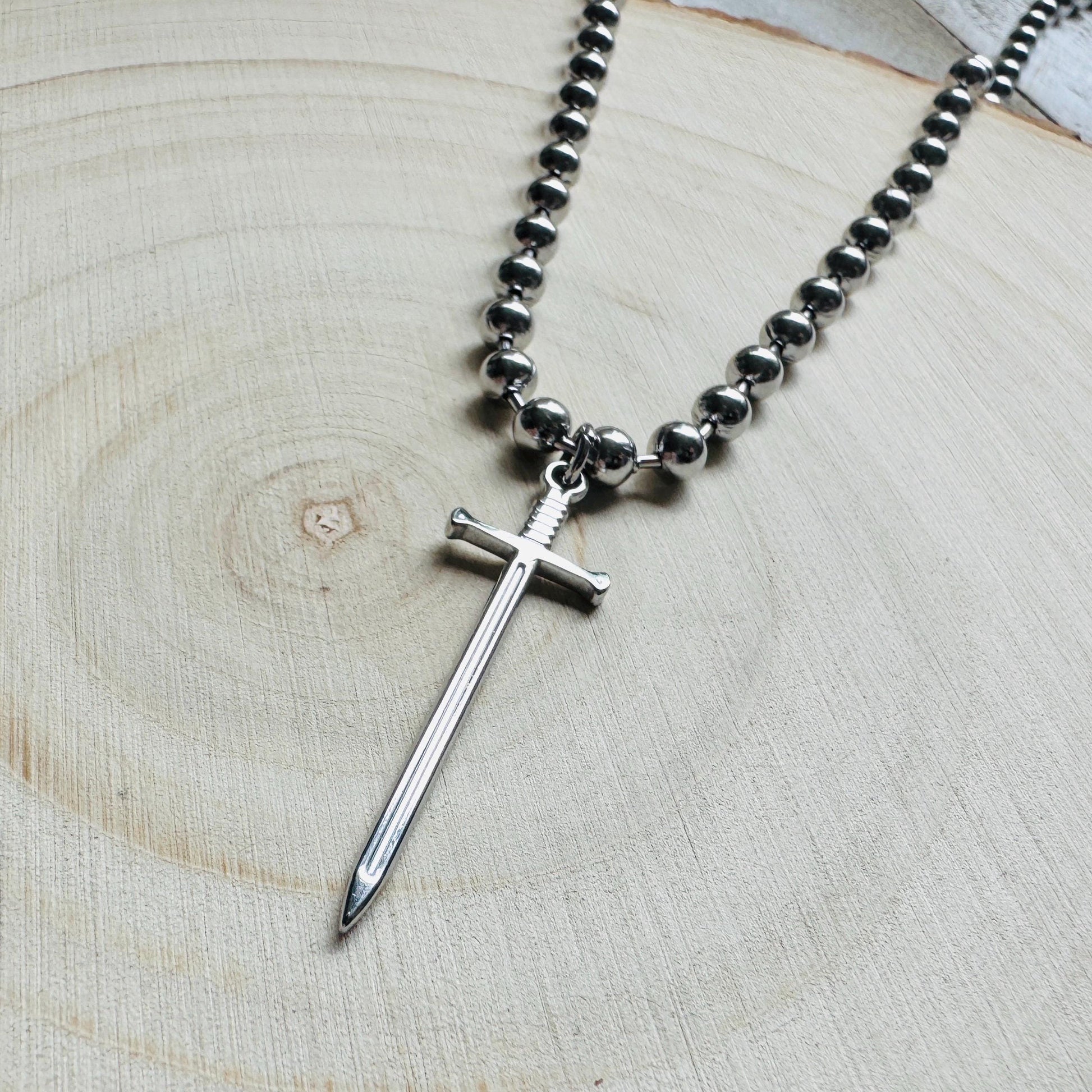 Sword Necklace, Ball Chain Necklace, Goth Necklace, Punk Necklace, Trendy Jewelry, Festival Jewelry, Friend Gifts for Daughter, Stainless