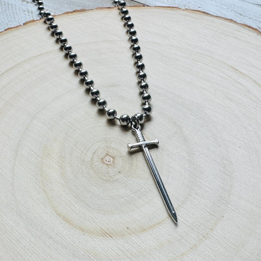 Sword Necklace, Ball Chain Necklace, Goth Necklace, Punk Necklace, Trendy Jewelry, Festival Jewelry, Friend Gifts for Daughter, Stainless