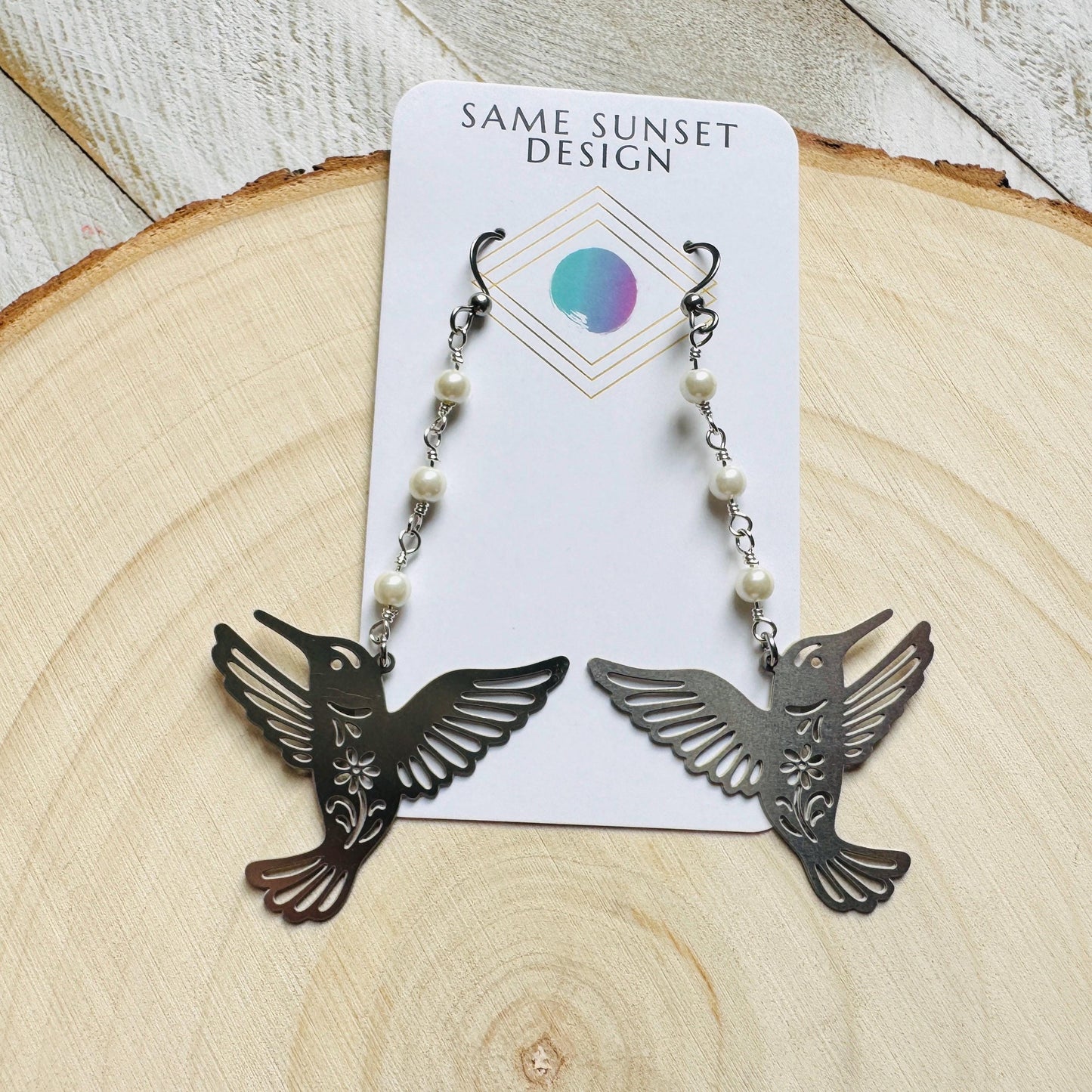Hummingbird Earrings, Bird Earrings, Modern Chic Jewelry, Science Teacher Gift, Bridal Jewelry, Boho Chic Earrings, Friend Gifts for Women