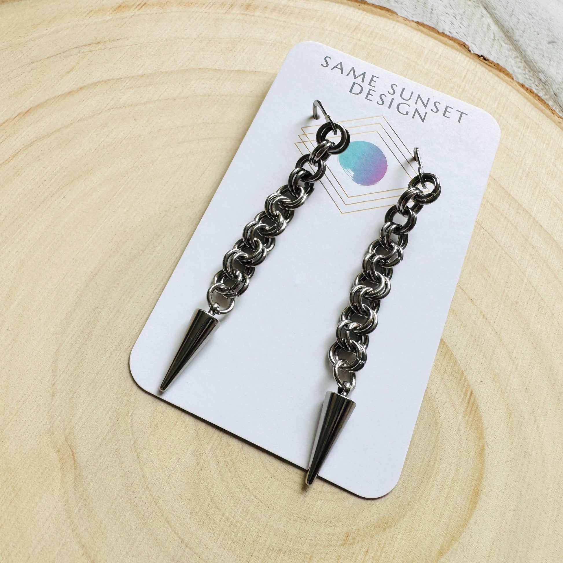 Spike Earrings, Silver Earrings, Stainless Steel Earrings, Punk Jewelry, Whimsigoth Earrings, Gothic Earrings Men, Christmas Gift for Aunt