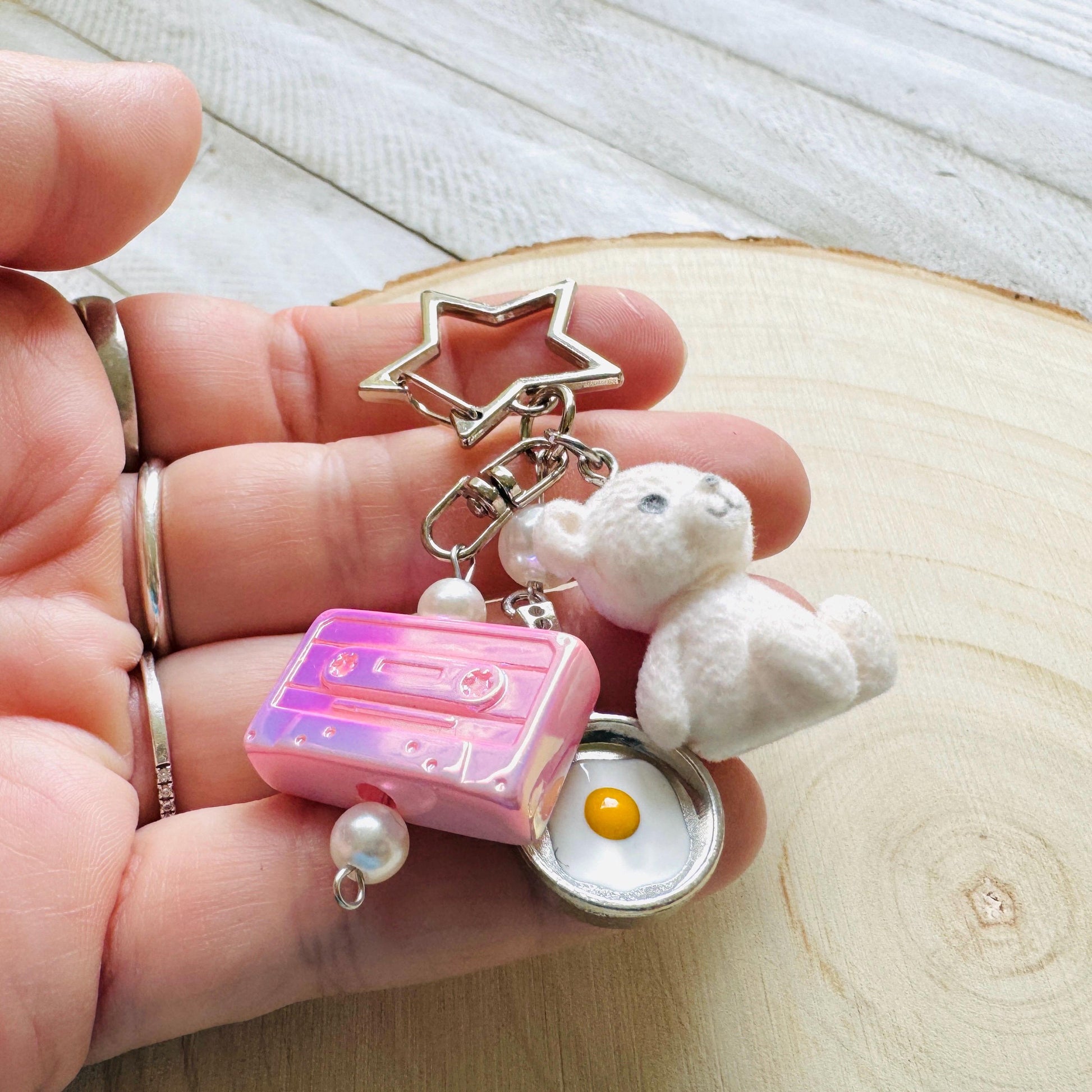 Teddy Bear Keychain, Purse Charm, Bag Charm, Star Keychain, Goth Girl Gifts, Backpack Accessories, Coquette Gifts for Girls, Christmas Gift