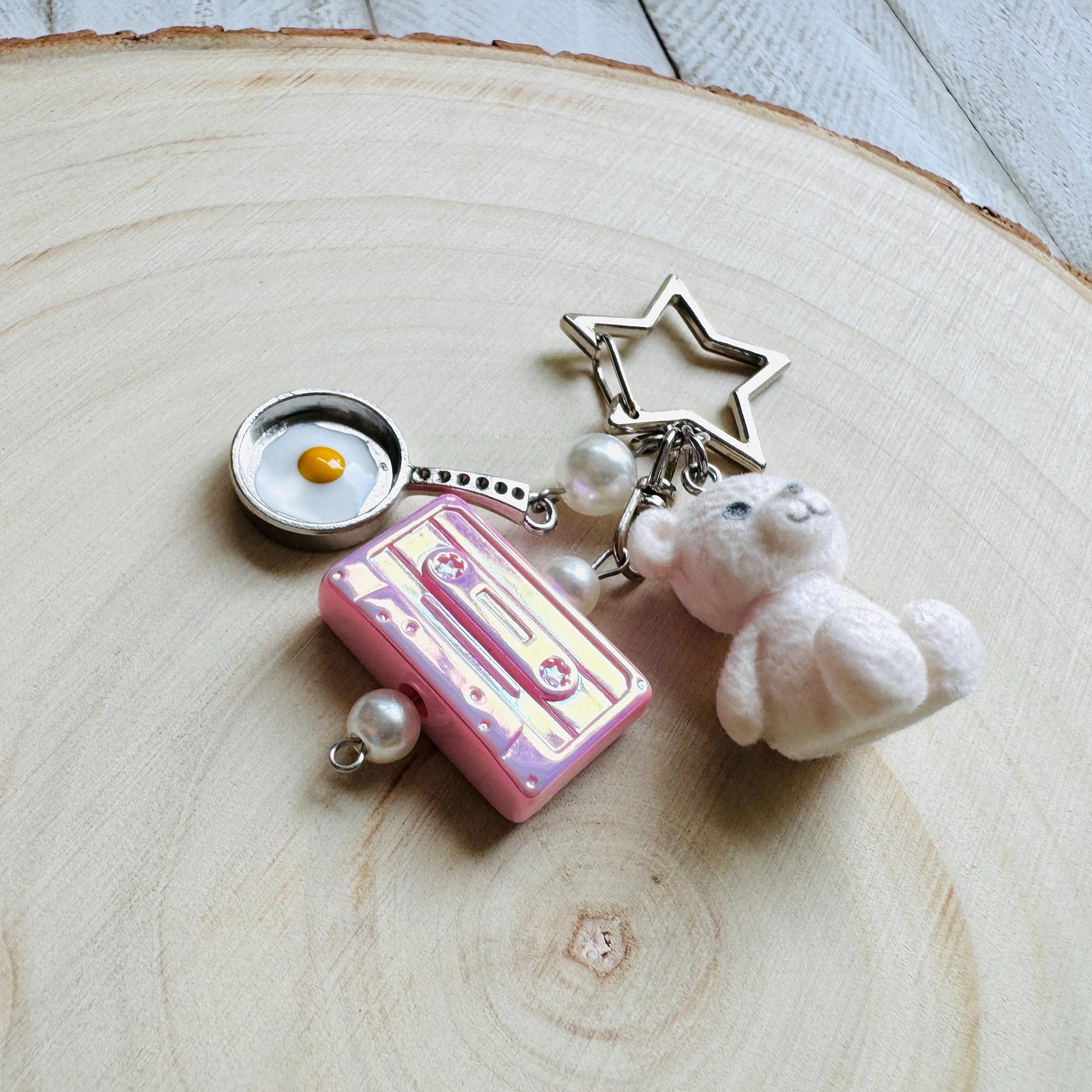 Teddy Bear Keychain, Purse Charm, Bag Charm, Star Keychain, Goth Girl Gifts, Backpack Accessories, Coquette Gifts for Girls, Christmas Gift