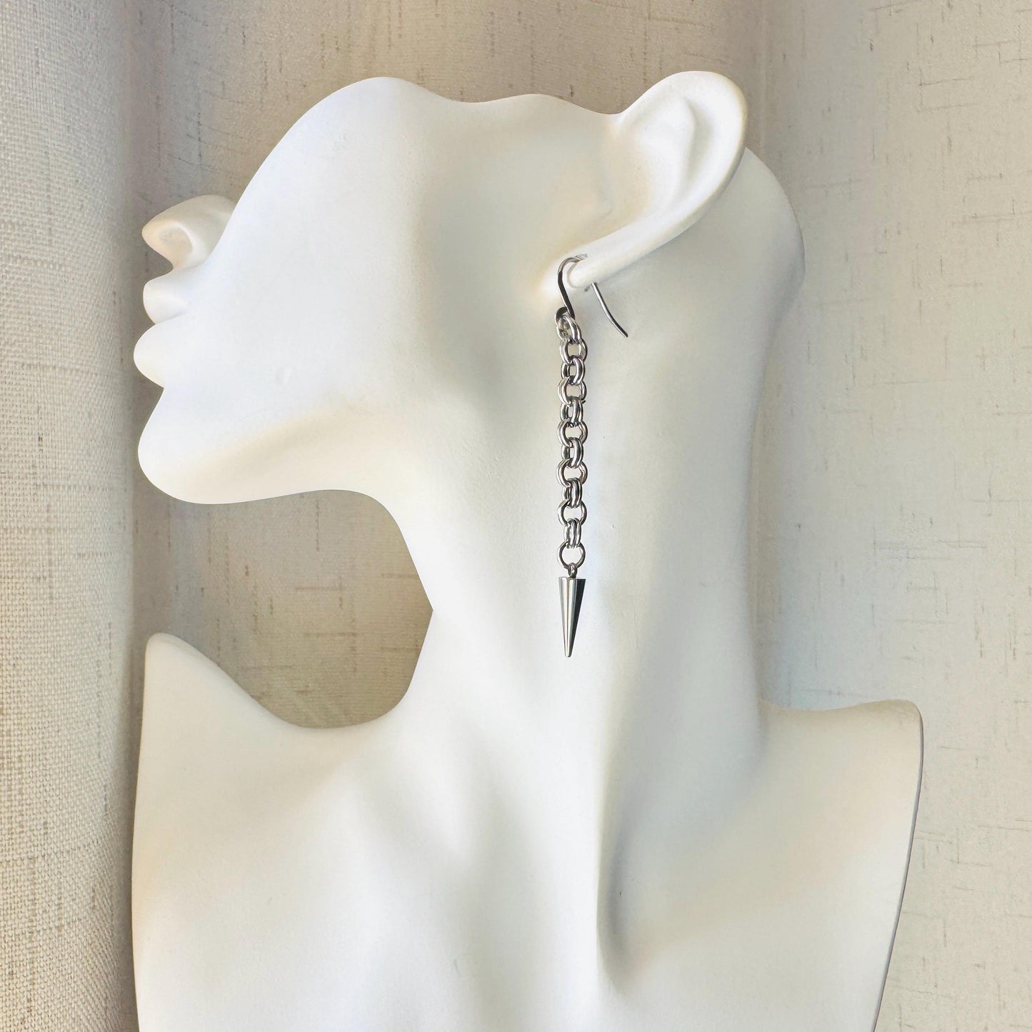 Spike Earrings, Silver Earrings, Stainless Steel Earrings, Punk Jewelry, Whimsigoth Earrings, Gothic Earrings Men, Christmas Gift for Aunt