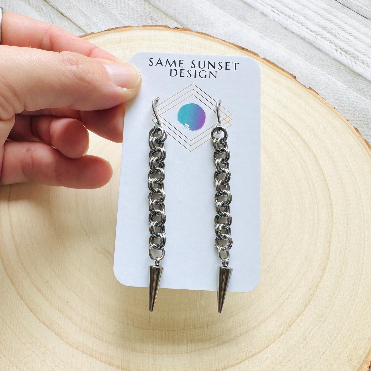 Spike Earrings, Silver Earrings, Stainless Steel Earrings, Punk Jewelry, Whimsigoth Earrings, Gothic Earrings Men, Christmas Gift for Aunt