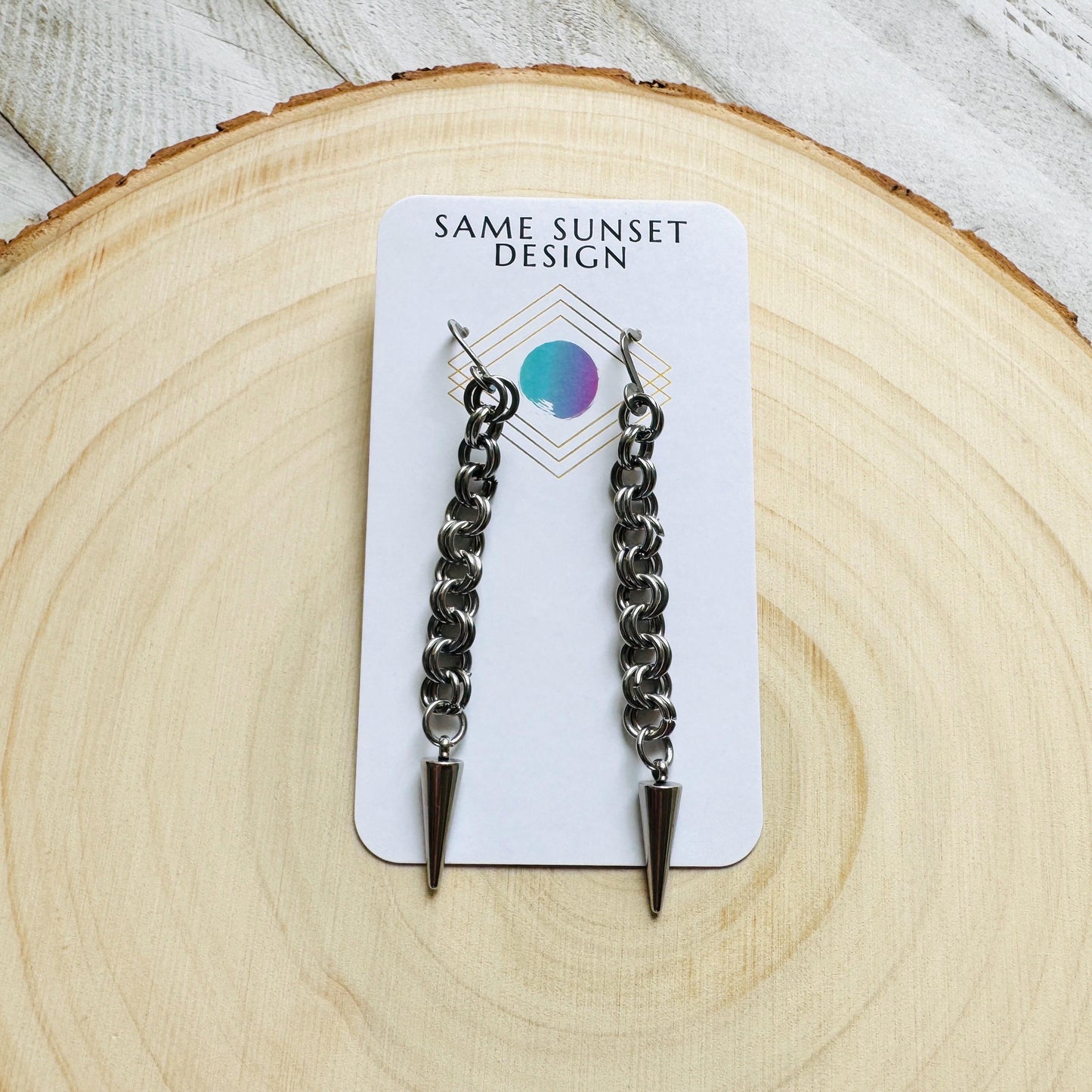 Spike Earrings, Silver Earrings, Stainless Steel Earrings, Punk Jewelry, Whimsigoth Earrings, Gothic Earrings Men, Christmas Gift for Aunt