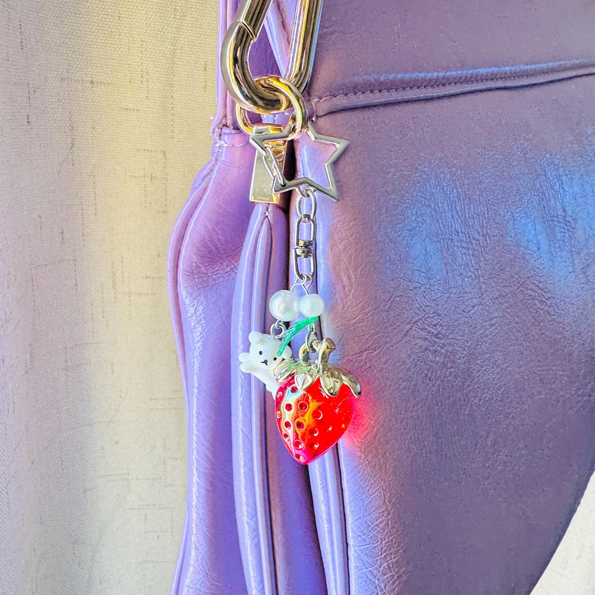 Strawberry Keychain, Purse Charm, Bag Charm, Star Keychain, Goth Girl Gifts, Backpack Accessories, Coquette Gifts for Girls, Christmas Gift
