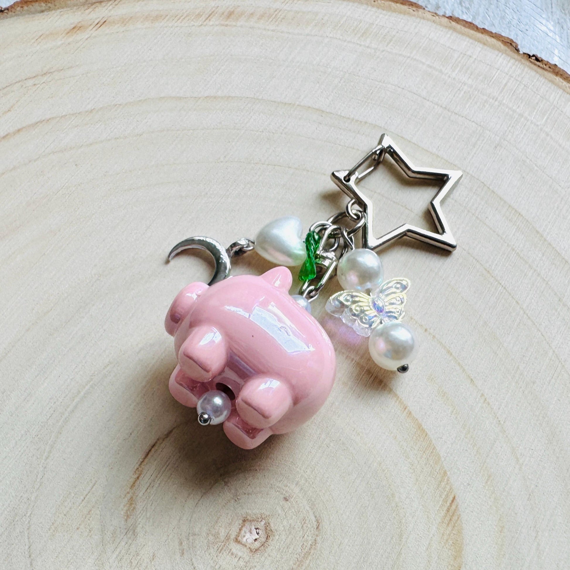 Pig Keychain, Purse Charm, Bag Charm, Star Keychain, Goth Girl Gifts, Backpack Accessories, Coquette Gifts for Girls, Christmas Gift