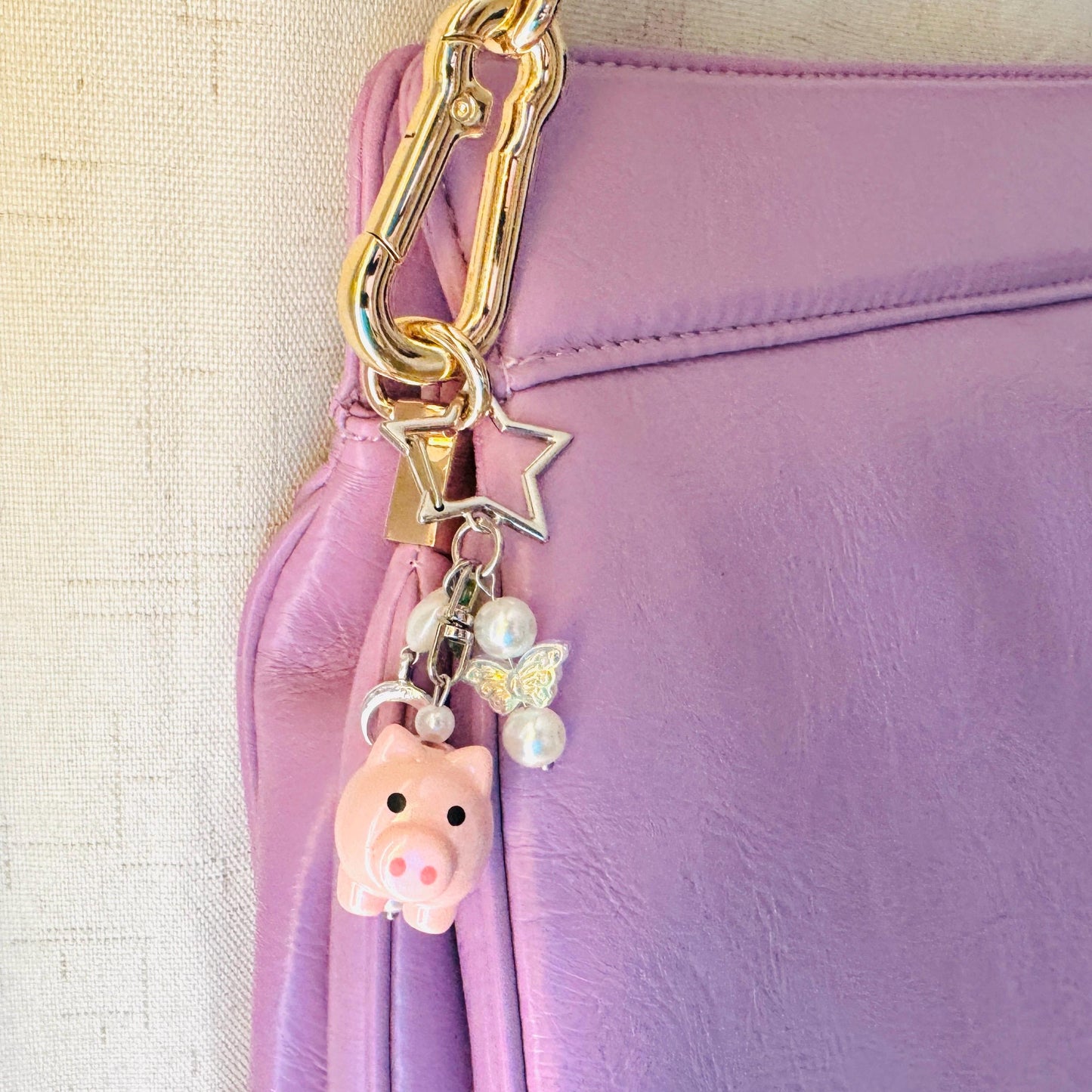 Pig Keychain, Purse Charm, Bag Charm, Star Keychain, Goth Girl Gifts, Backpack Accessories, Coquette Gifts for Girls, Christmas Gift