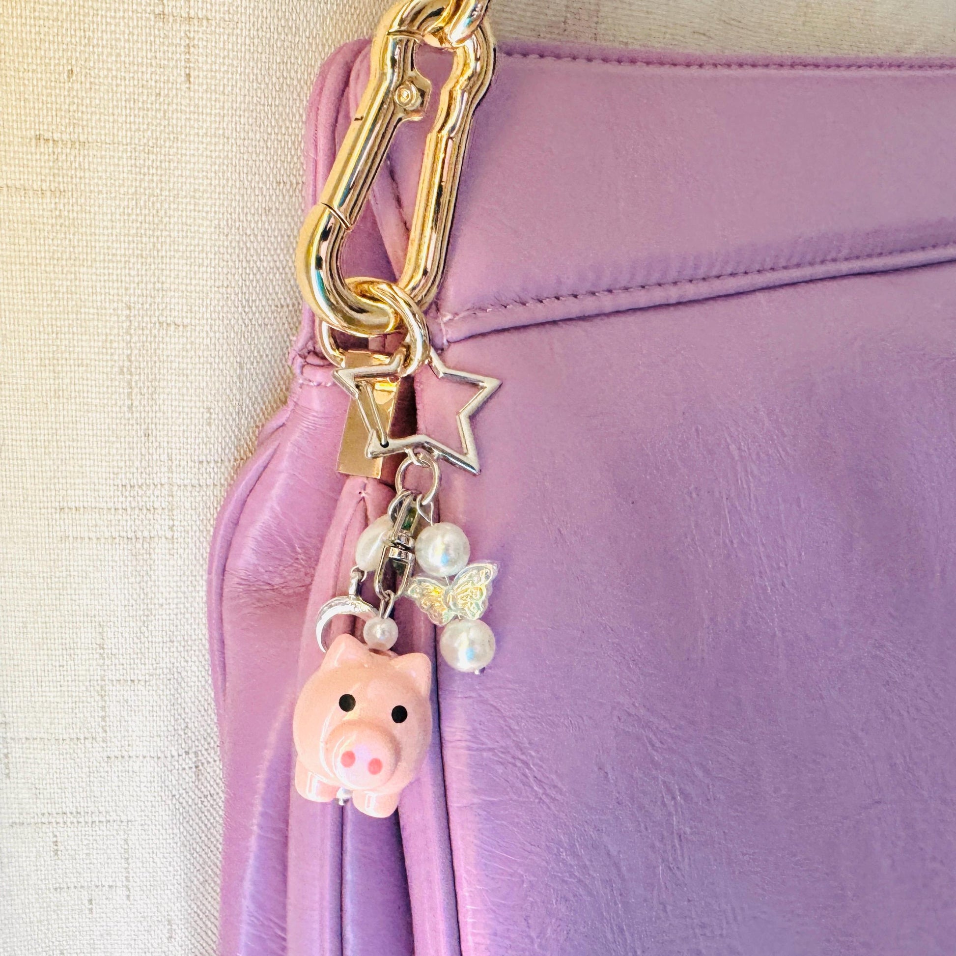 Pig Keychain, Purse Charm, Bag Charm, Star Keychain, Goth Girl Gifts, Backpack Accessories, Coquette Gifts for Girls, Christmas Gift