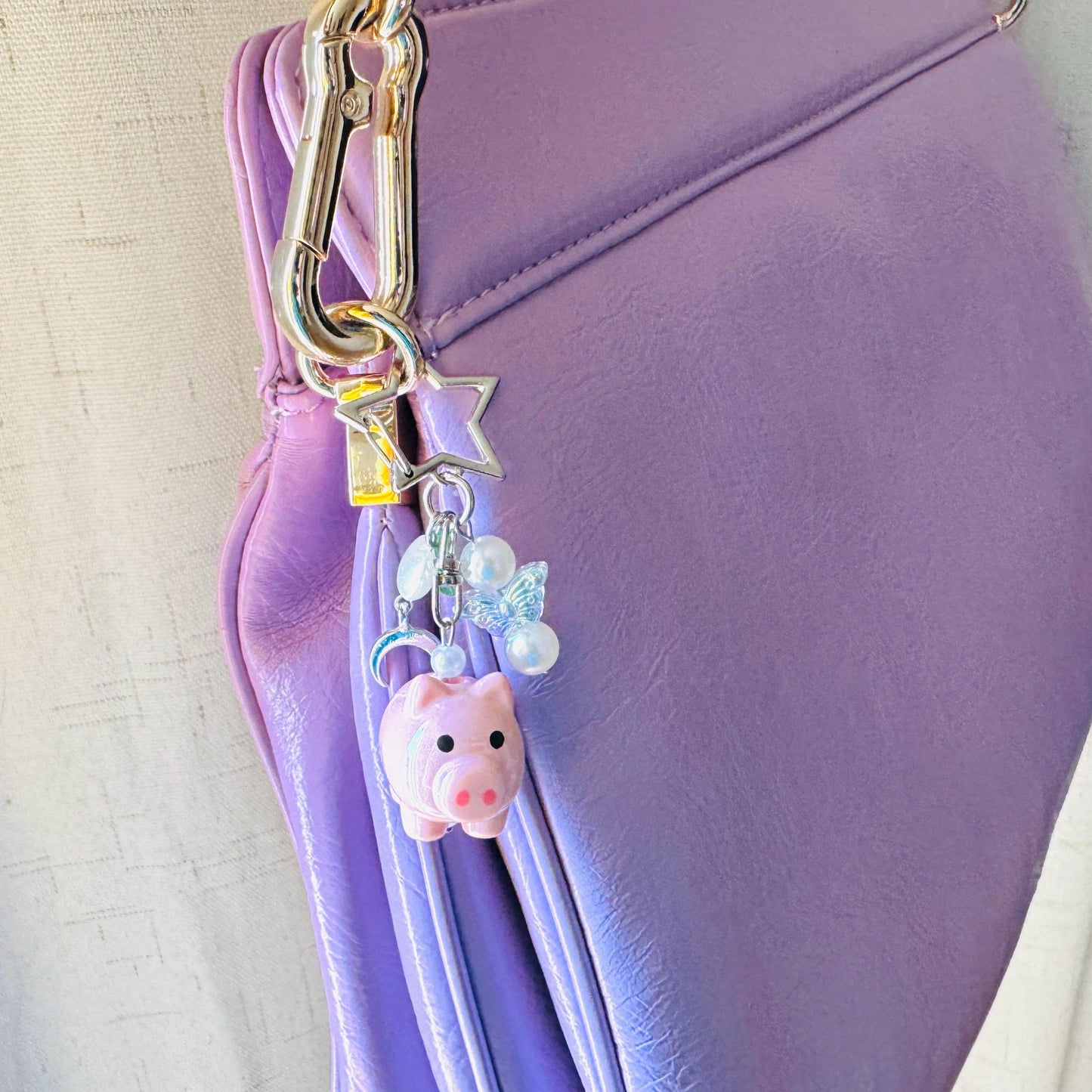 Pig Keychain, Purse Charm, Bag Charm, Star Keychain, Goth Girl Gifts, Backpack Accessories, Coquette Gifts for Girls, Christmas Gift