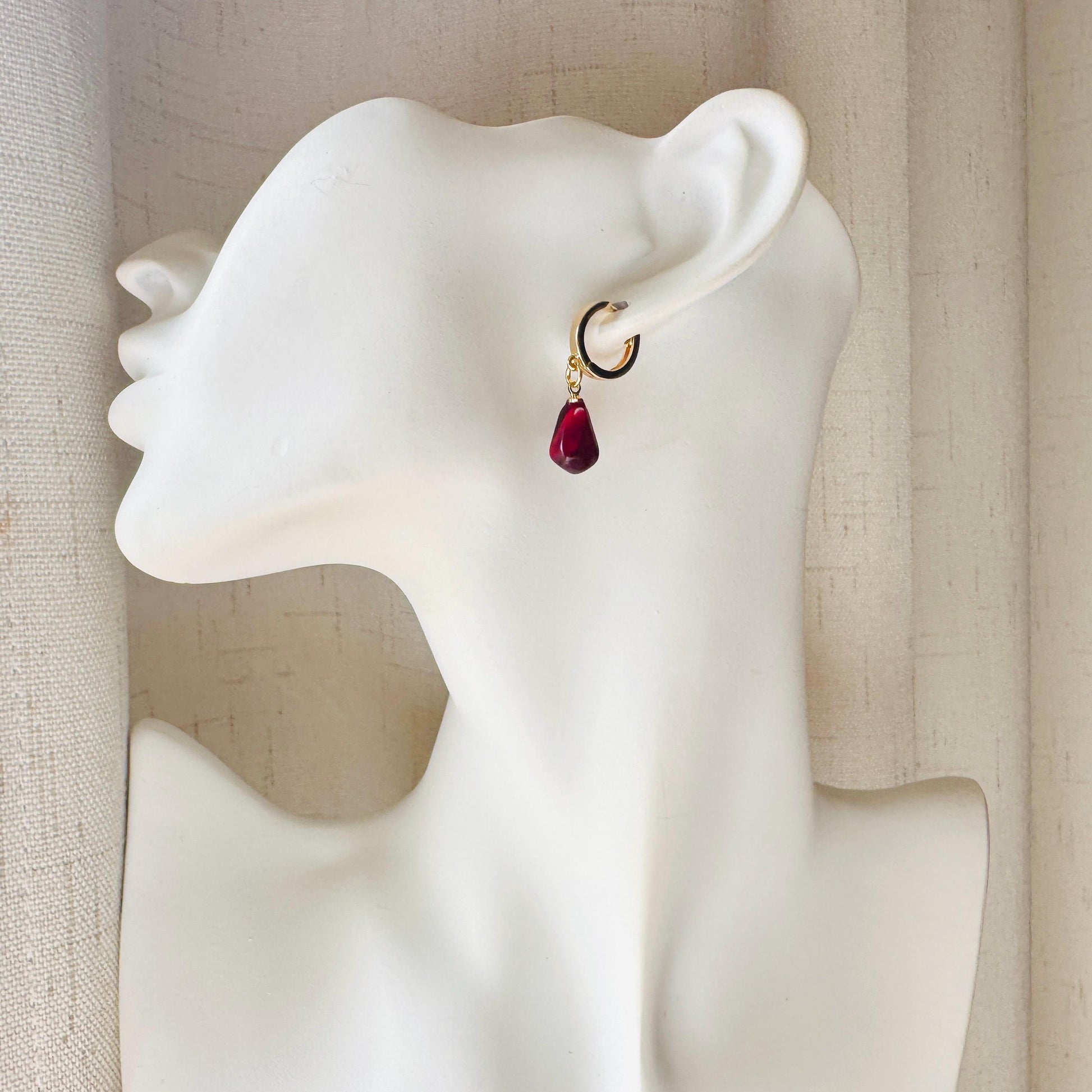 Pomegranate Earrings, Fruit Earrings, Huggie Hoops, Fun Earrings, Tween Jewelry, Gold Hoop Earrings for Women, Xmas Gifts for Coworkers