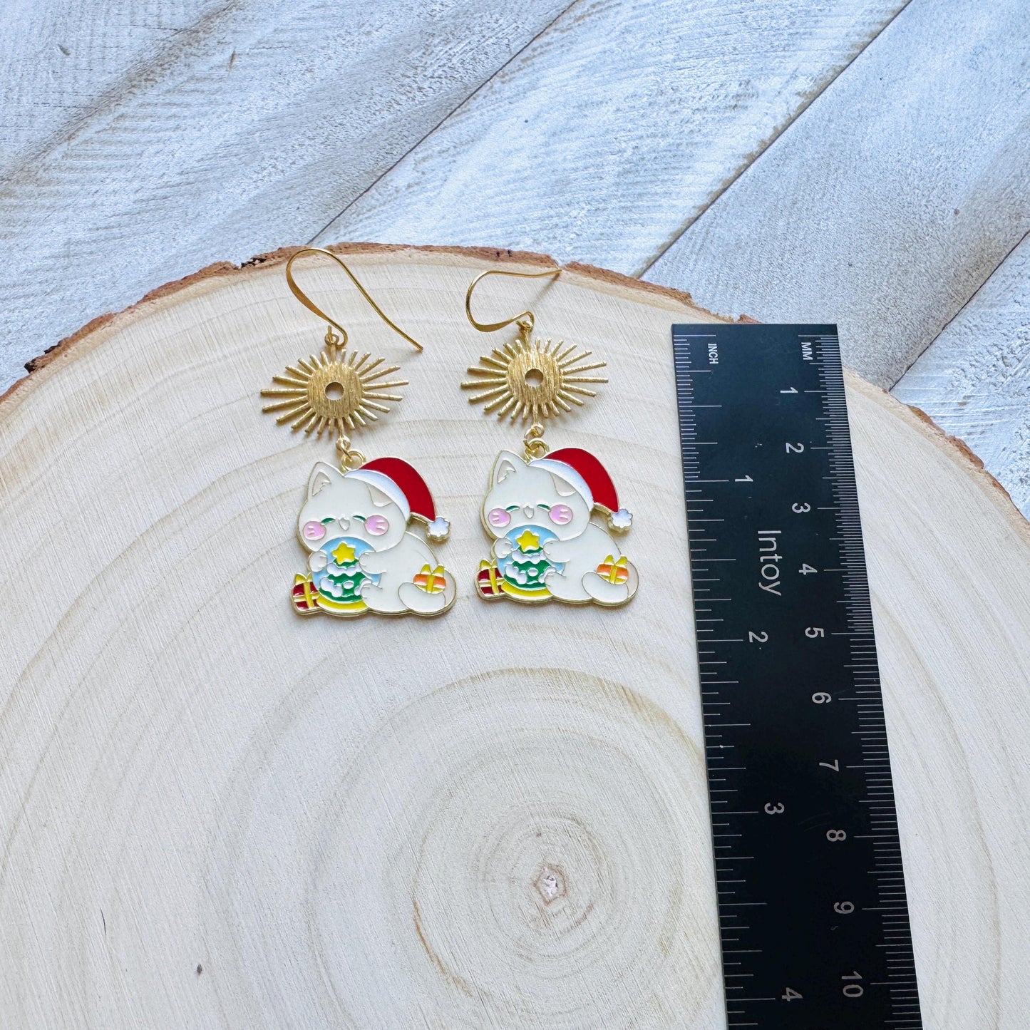 Christmas Cat Earrings, Cat Earrings Dangle, Kawaii, Tween Jewelry, Kitty Jewelry, Boho Dangle Earrings, Christmas Gifts for Best Friend