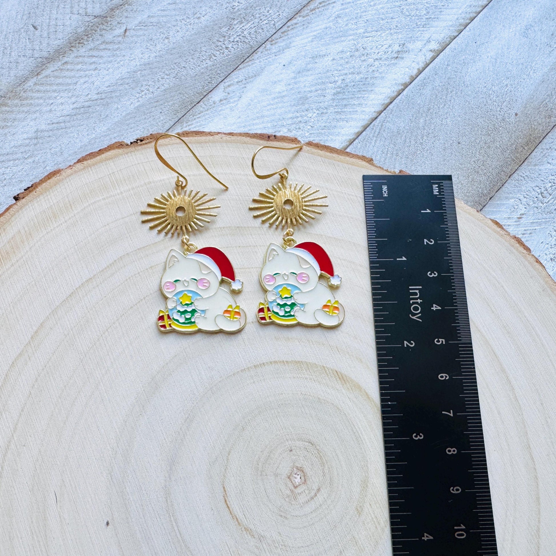 Christmas Cat Earrings, Cat Earrings Dangle, Kawaii, Tween Jewelry, Kitty Jewelry, Boho Dangle Earrings, Christmas Gifts for Best Friend