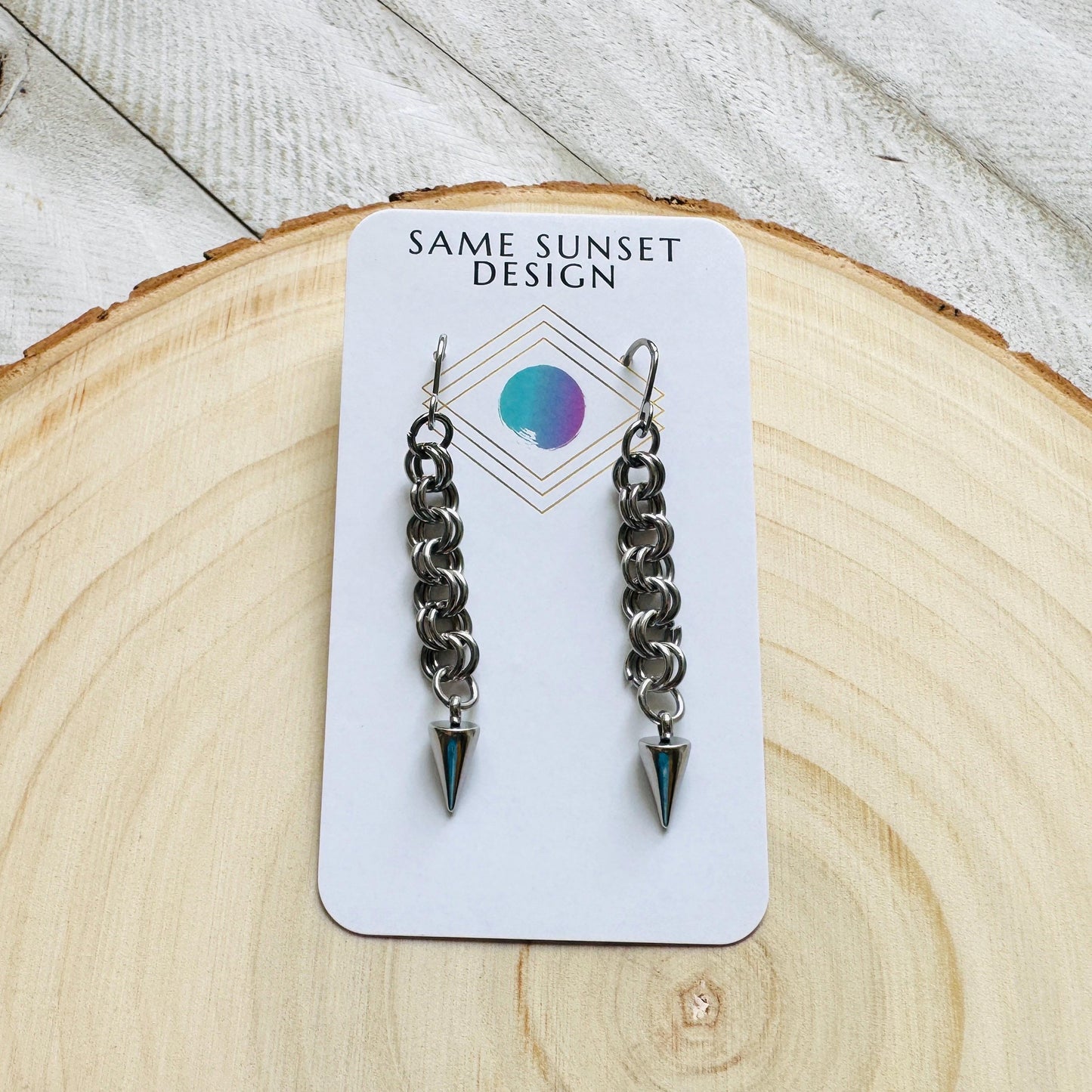 Spike Earrings, Silver Earrings, Stainless Steel Earrings, Punk Jewelry, Whimsigoth Earrings, Gothic Earrings Men, Holiday Earrings Dangle
