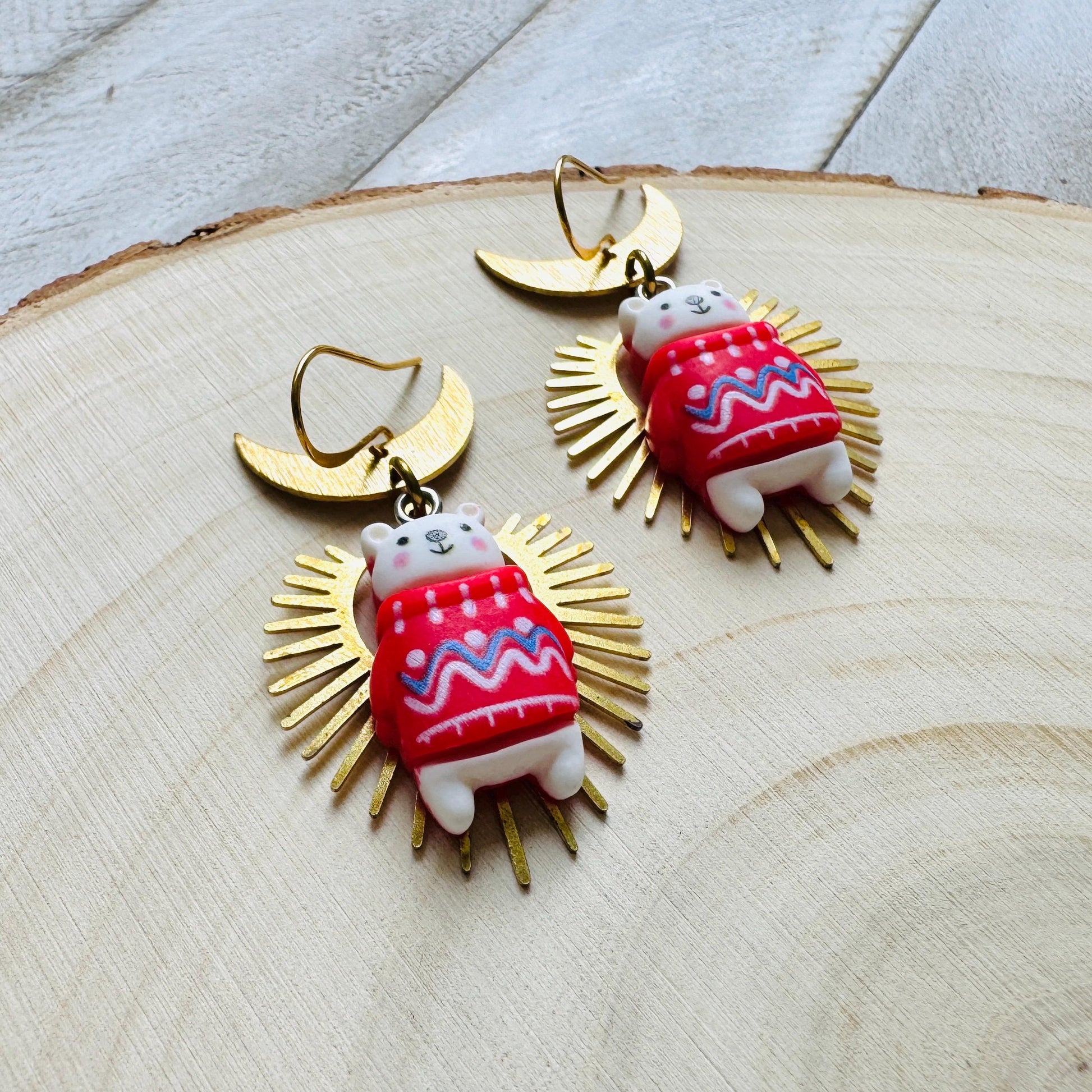 Teddy Bear Earrings, Winter Earrings Dangle, Whimsigoth Earrings, Tween Jewelry, Coquette Jewelry, Goth Girl Gifts, Christmas Gifts for Aunt