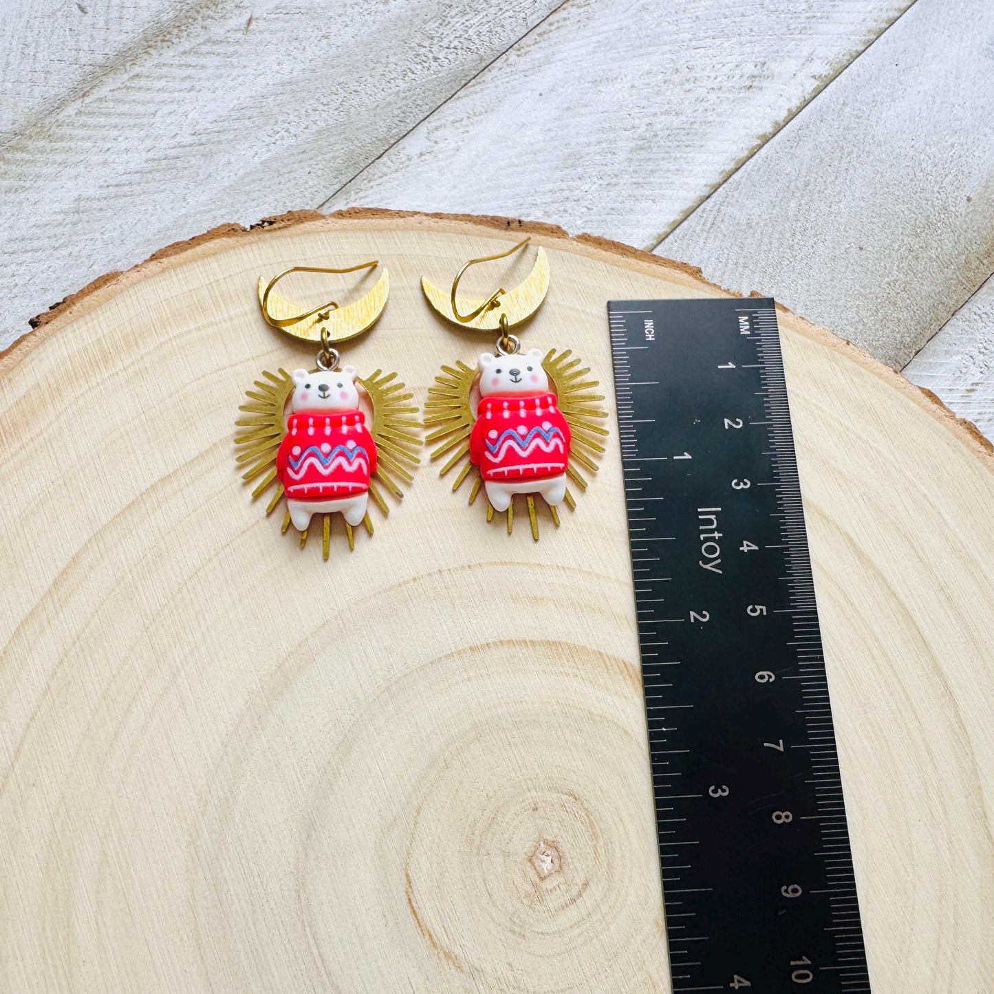 Teddy Bear Earrings, Winter Earrings Dangle, Whimsigoth Earrings, Tween Jewelry, Coquette Jewelry, Goth Girl Gifts, Christmas Gifts for Aunt