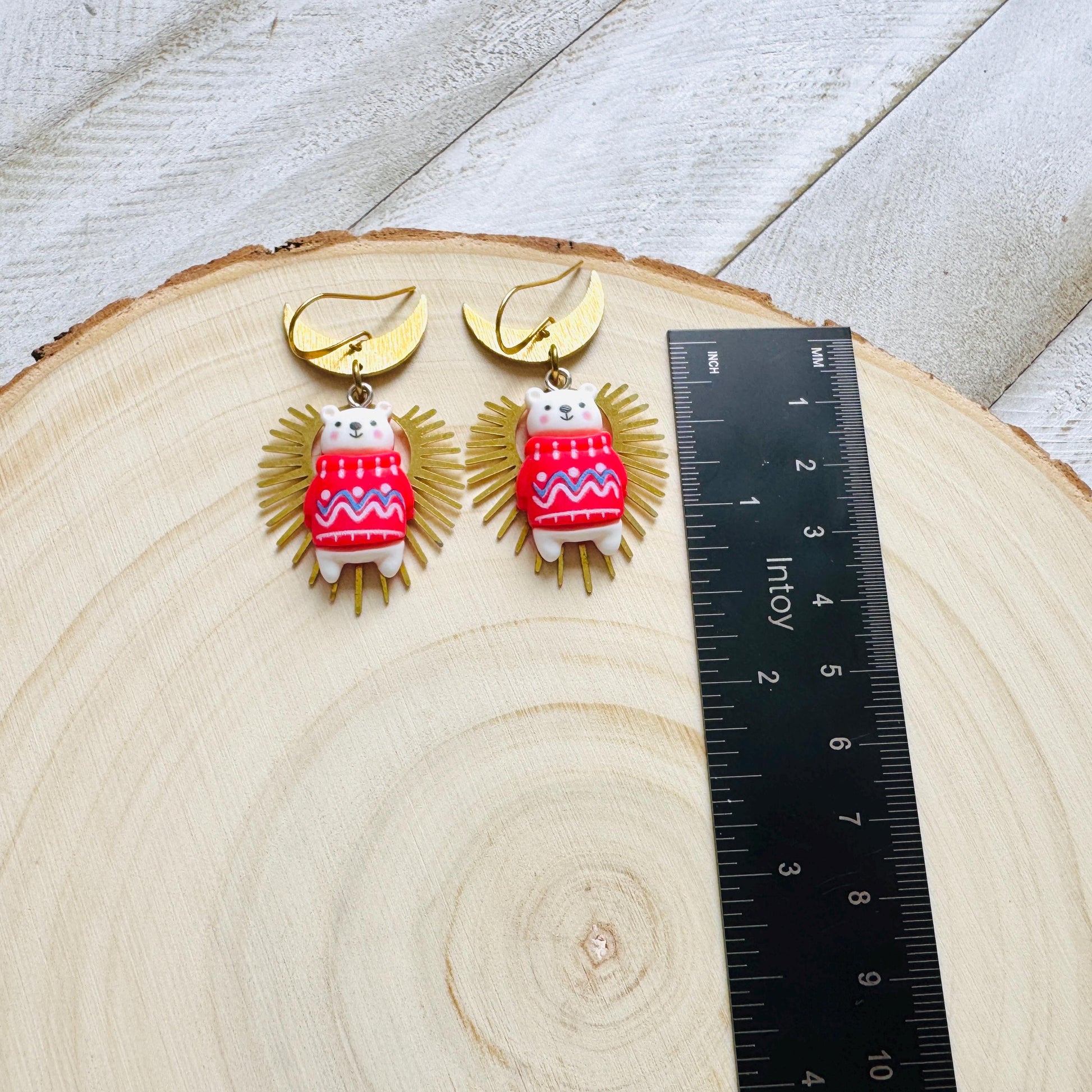 Teddy Bear Earrings, Winter Earrings Dangle, Whimsigoth Earrings, Tween Jewelry, Coquette Jewelry, Goth Girl Gifts, Christmas Gifts for Aunt