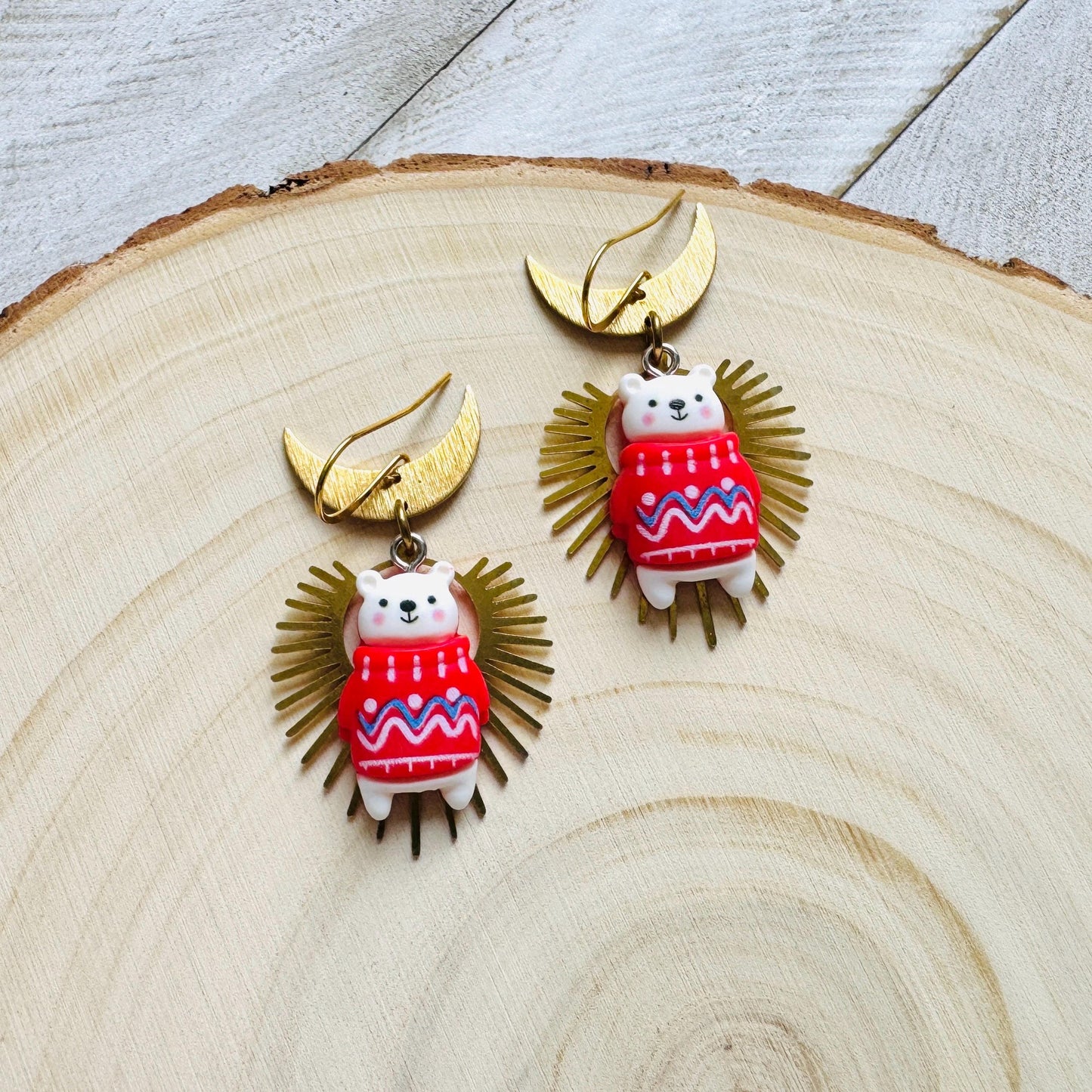 Teddy Bear Earrings, Winter Earrings Dangle, Whimsigoth Earrings, Tween Jewelry, Coquette Jewelry, Goth Girl Gifts, Christmas Gifts for Aunt