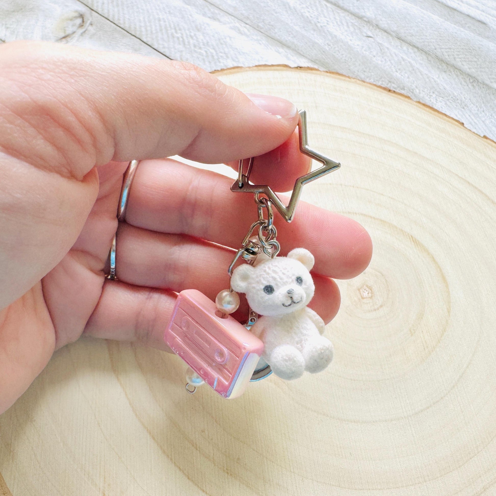 Teddy Bear Keychain, Purse Charm, Bag Charm, Star Keychain, Goth Girl Gifts, Backpack Accessories, Coquette Gifts for Girls, Christmas Gift