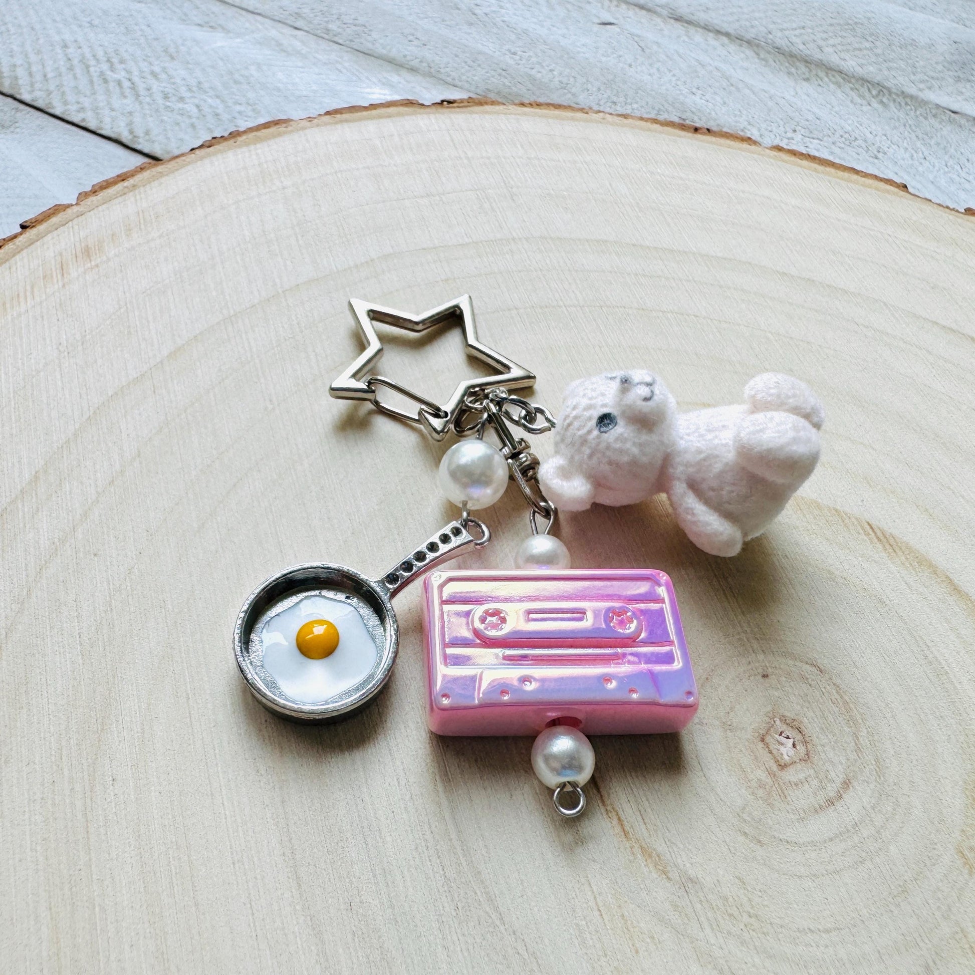 Teddy Bear Keychain, Purse Charm, Bag Charm, Star Keychain, Goth Girl Gifts, Backpack Accessories, Coquette Gifts for Girls, Christmas Gift