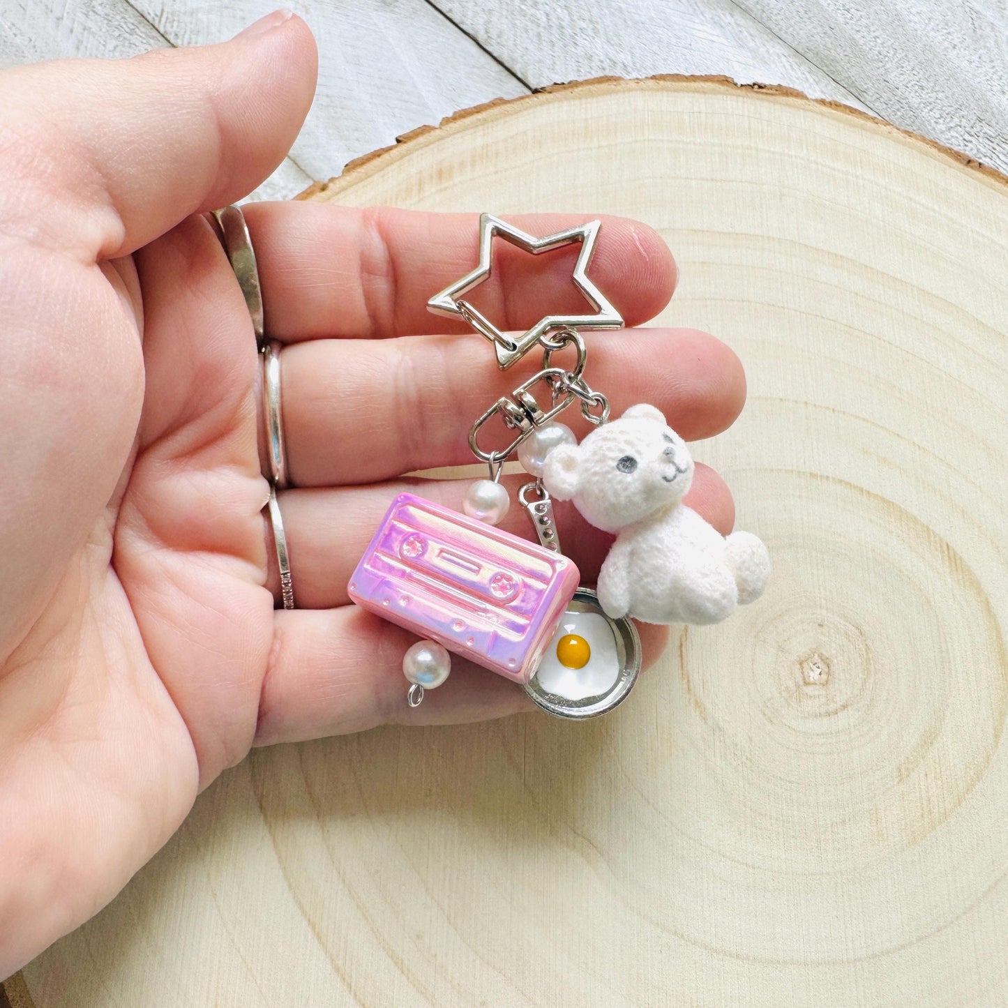 Teddy Bear Keychain, Purse Charm, Bag Charm, Star Keychain, Goth Girl Gifts, Backpack Accessories, Coquette Gifts for Girls, Christmas Gift
