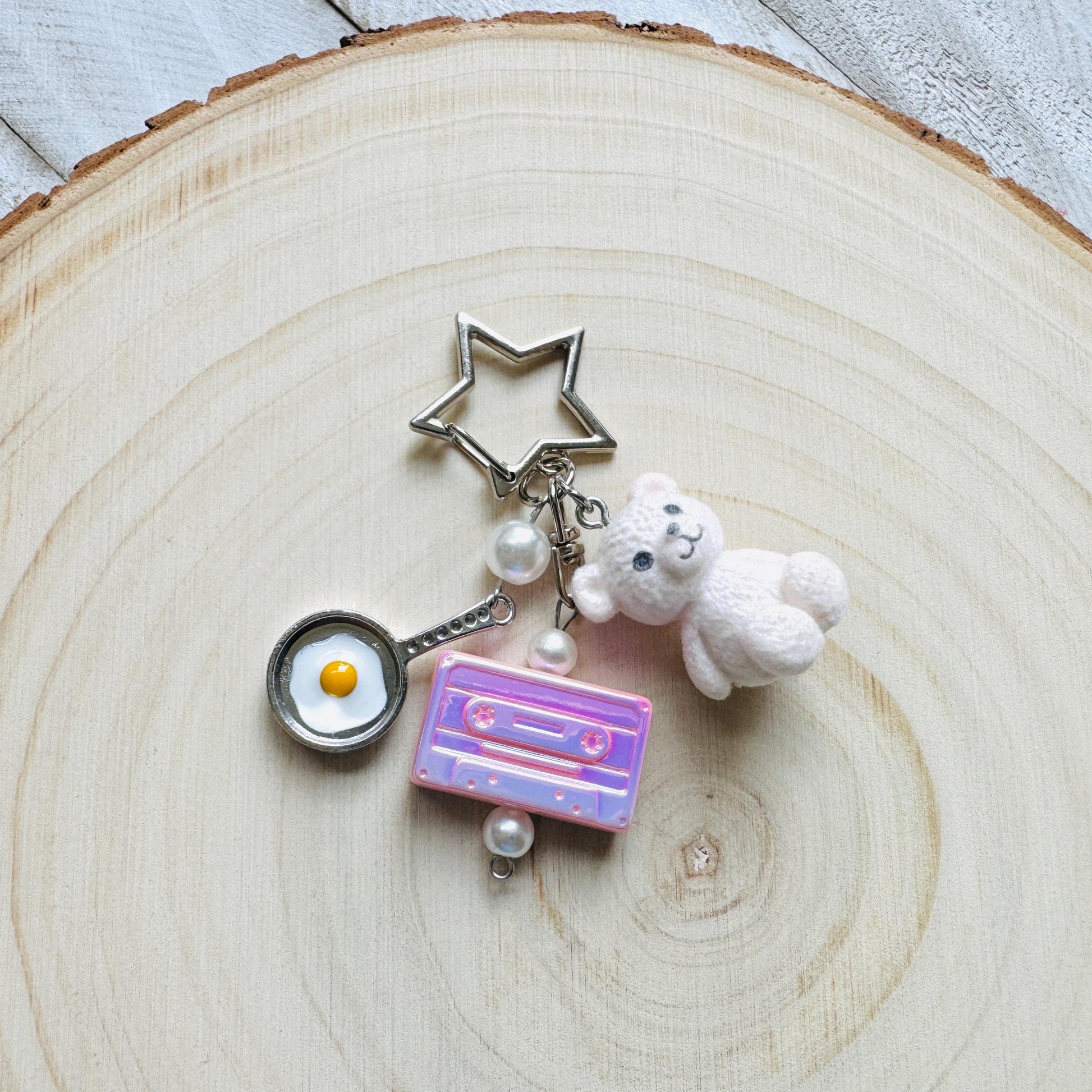 Teddy Bear Keychain, Purse Charm, Bag Charm, Star Keychain, Goth Girl Gifts, Backpack Accessories, Coquette Gifts for Girls, Christmas Gift