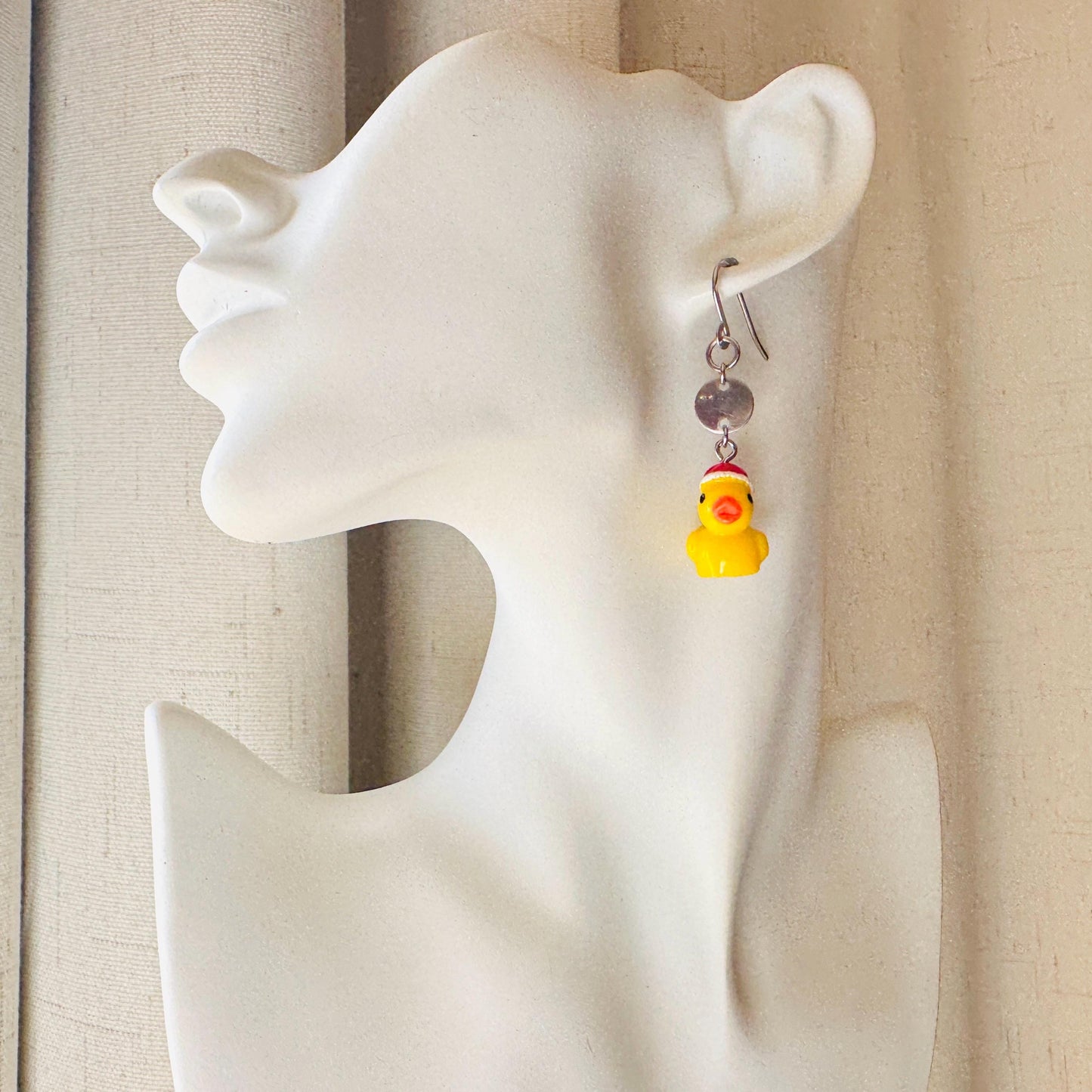 Duck Earrings, Holiday Earrings Dangle, Whimsigoth Earrings, Silver, 80s Vibes, Gothic Earrings Men, Christmas Gifts for Best Friends