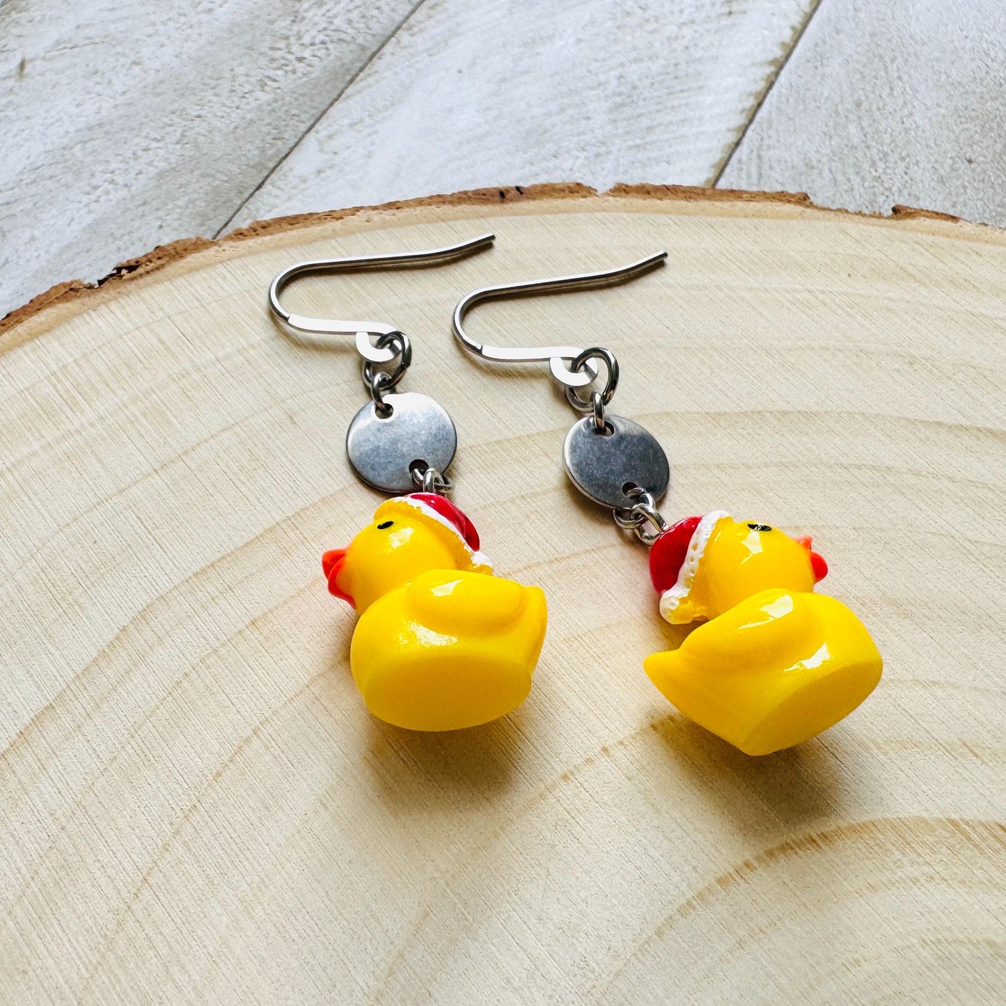 Duck Earrings, Holiday Earrings Dangle, Whimsigoth Earrings, Silver, 80s Vibes, Gothic Earrings Men, Christmas Gifts for Best Friends